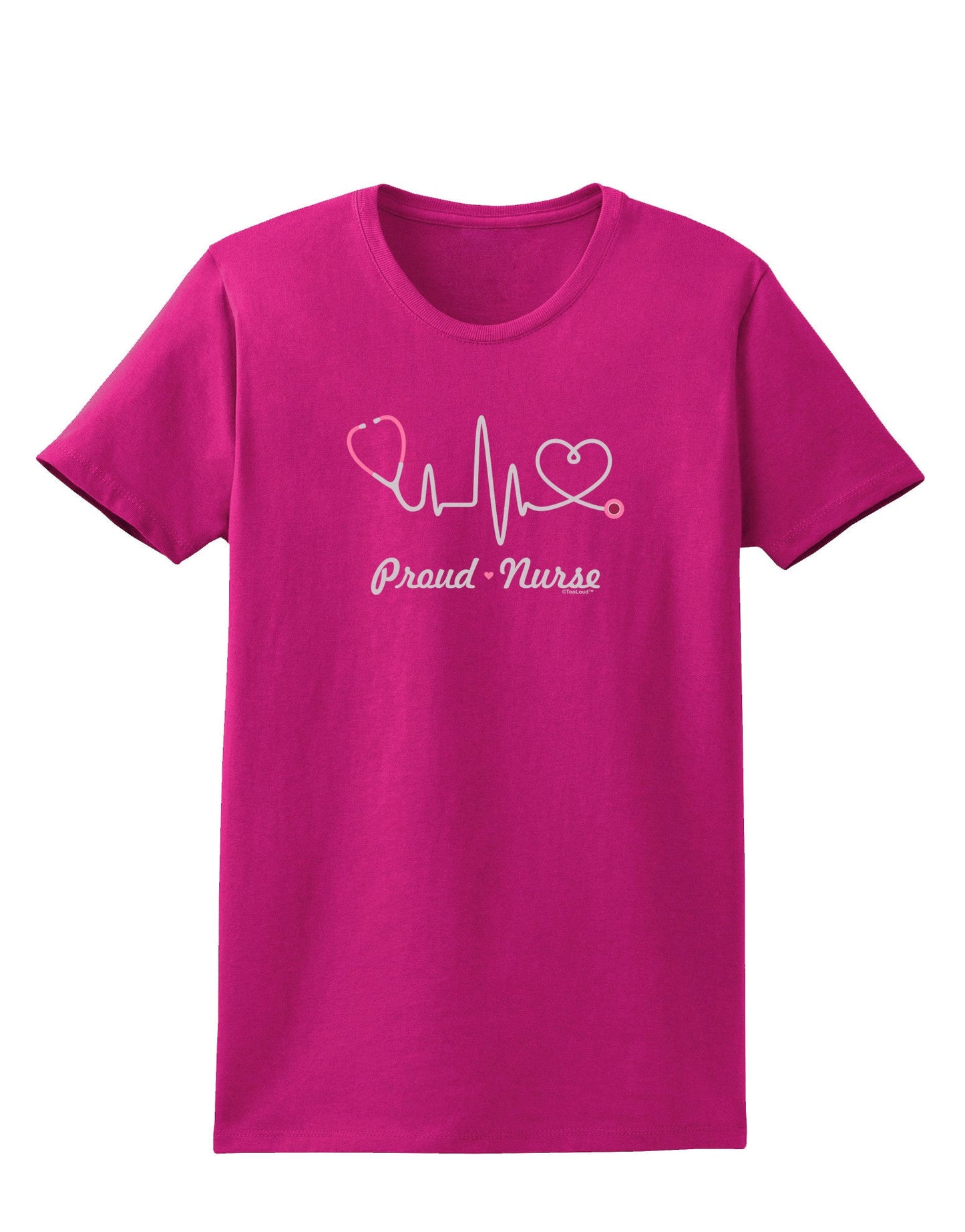 Stethoscope Heartbeat Text Womens Dark T-Shirt-TooLoud-Hot-Pink-Small-Davson Sales