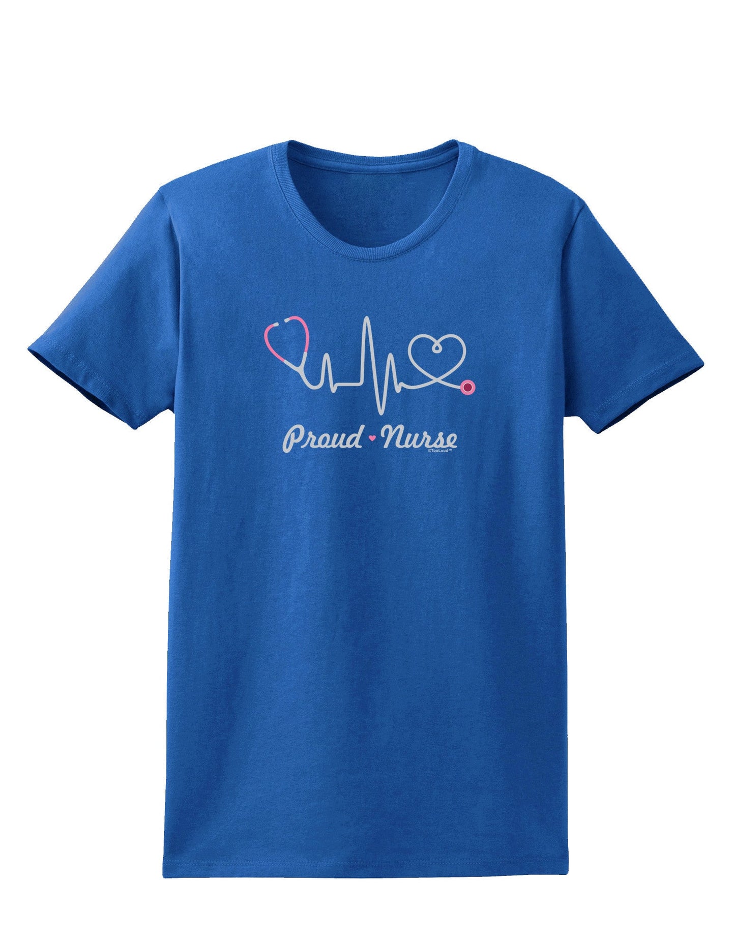 Stethoscope Heartbeat Text Womens Dark T-Shirt-TooLoud-Royal-Blue-X-Small-Davson Sales