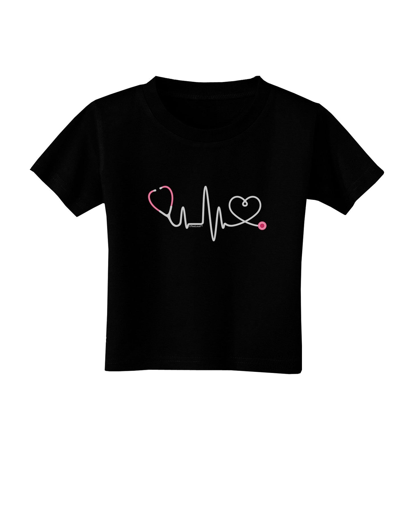Stethoscope Heartbeat Toddler T-Shirt Dark-Toddler T-Shirt-TooLoud-Black-2T-Davson Sales