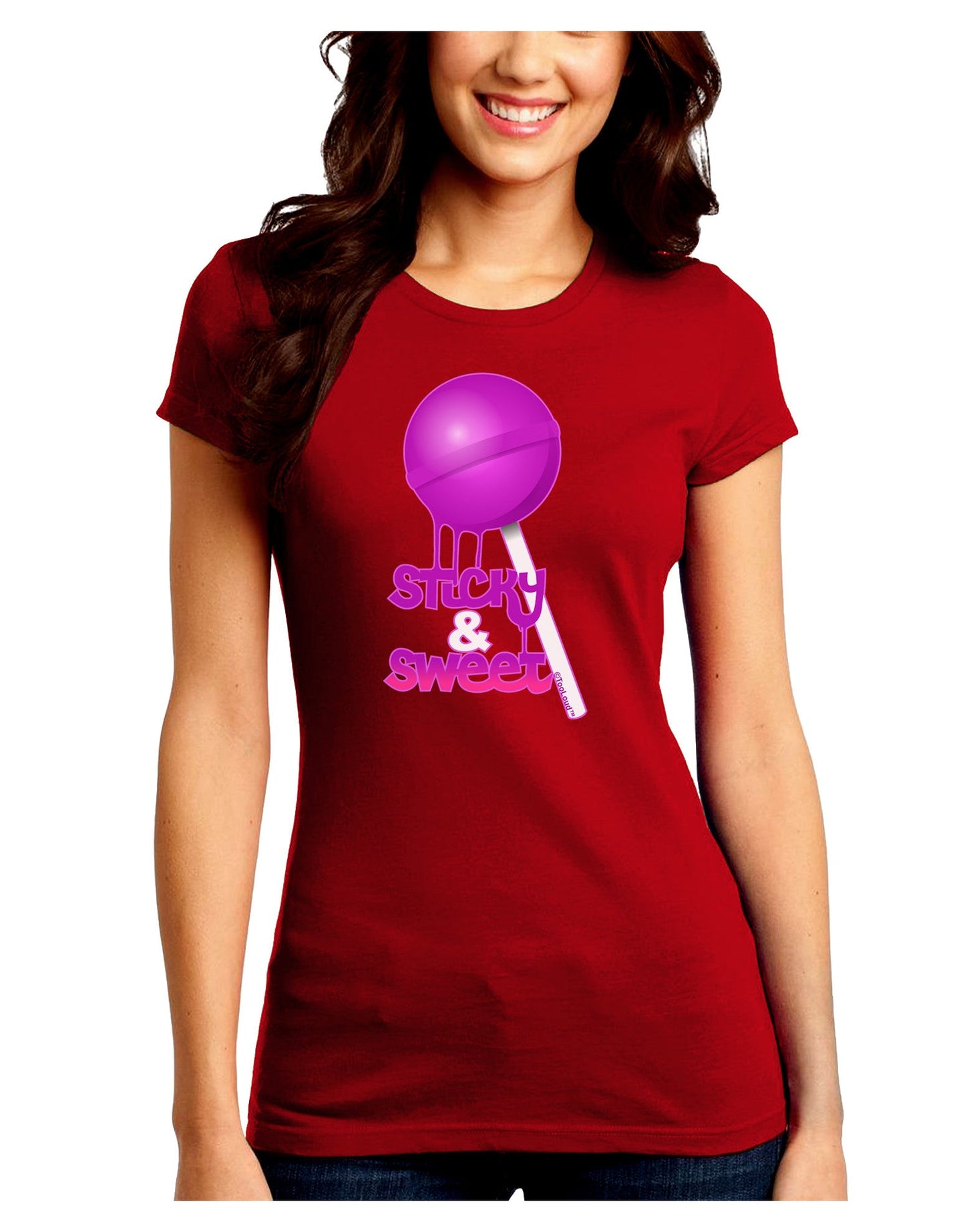 Sticky & Sweet Lollipop Juniors Petite Crew Dark T-Shirt-T-Shirts Juniors Tops-TooLoud-Red-Juniors Fitted Small-Davson Sales