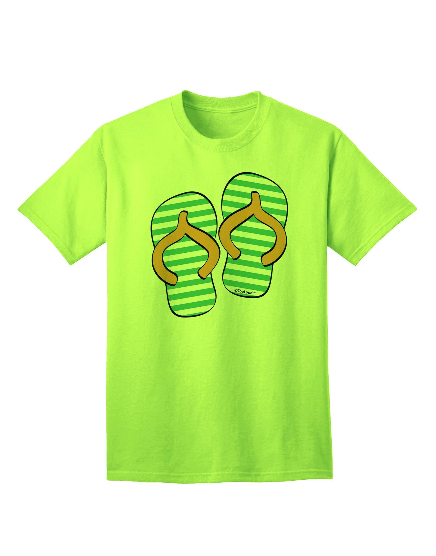 Striped Flip Flops - Teal and Orange Adult T-Shirt-Mens T-Shirt-TooLoud-Neon-Green-Small-Davson Sales