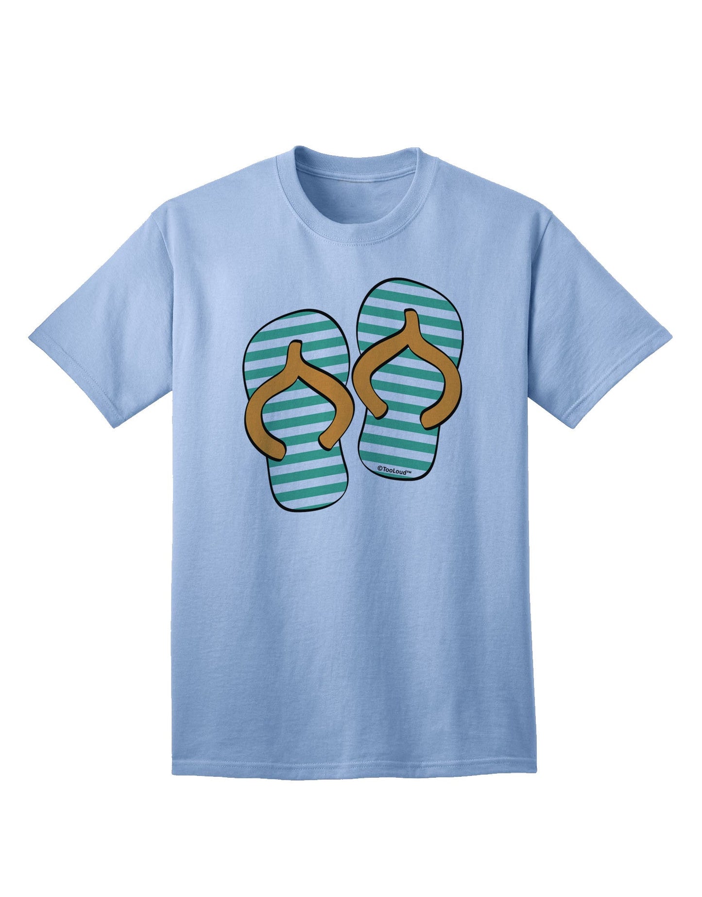 Striped Flip Flops - Teal and Orange Adult T-Shirt-Mens T-Shirt-TooLoud-Light-Blue-Small-Davson Sales