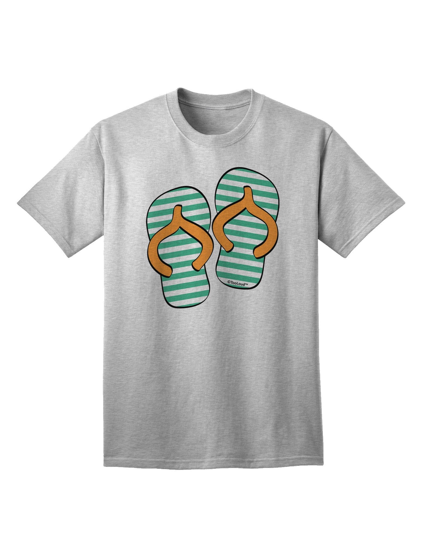 Striped Flip Flops - Teal and Orange Adult T-Shirt-Mens T-Shirt-TooLoud-AshGray-Small-Davson Sales