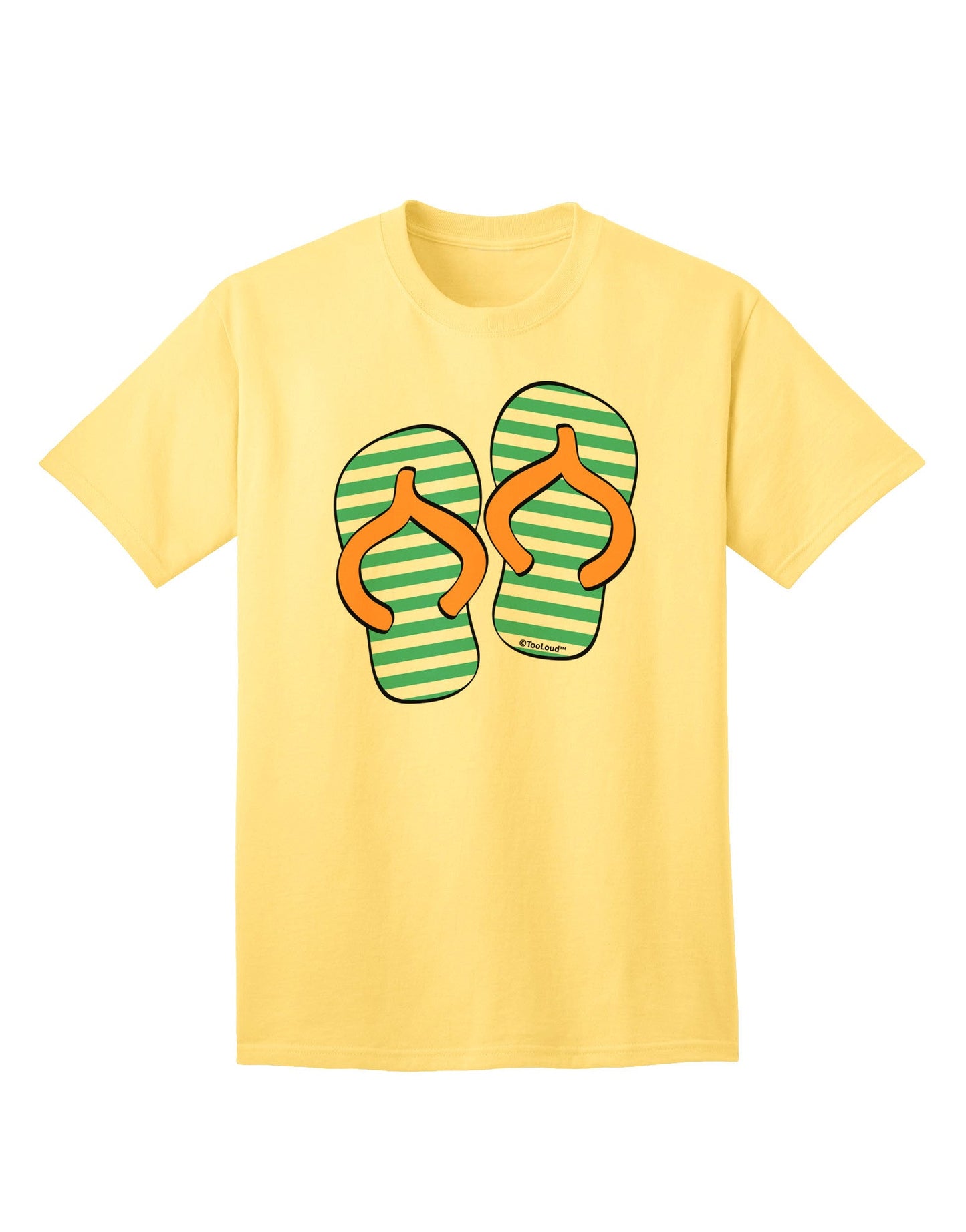 Striped Flip Flops - Teal and Orange Adult T-Shirt-Mens T-Shirt-TooLoud-Yellow-Small-Davson Sales