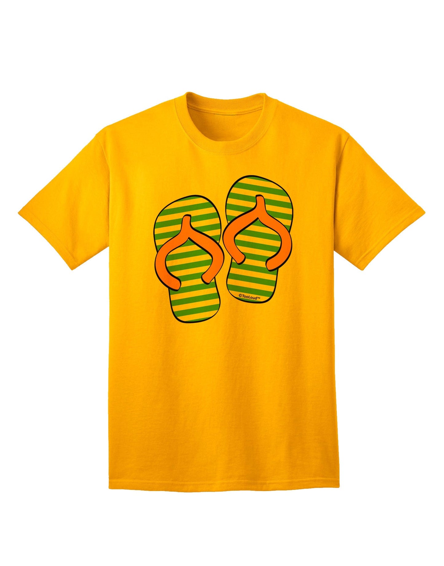 Striped Flip Flops - Teal and Orange Adult T-Shirt-Mens T-Shirt-TooLoud-Gold-Small-Davson Sales