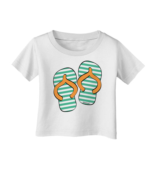 Striped Flip Flops - Teal and Orange Infant T-Shirt-Infant T-Shirt-TooLoud-White-06-Months-Davson Sales