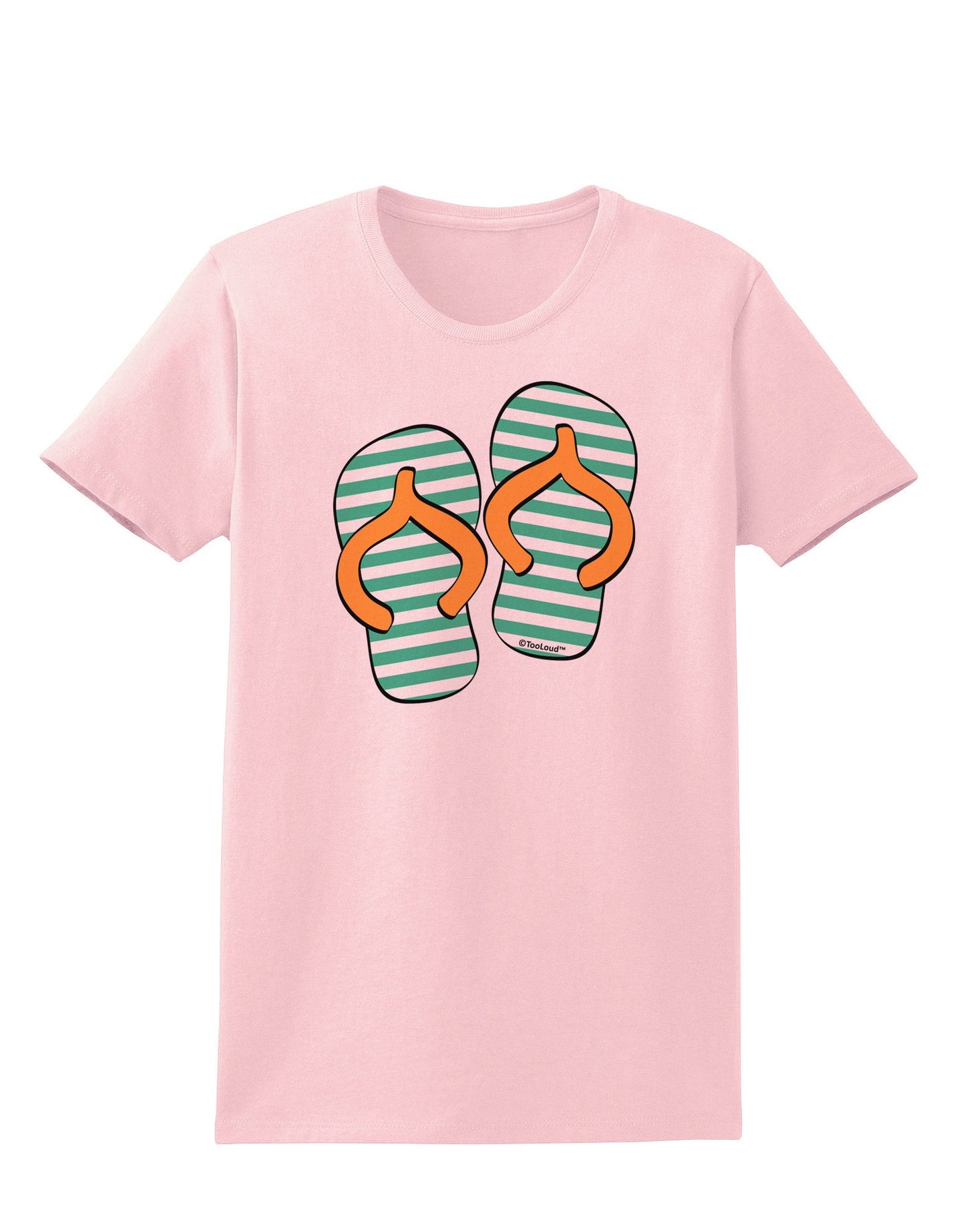 Striped Flip Flops - Teal and Orange Womens T-Shirt-Womens T-Shirt-TooLoud-PalePink-X-Small-Davson Sales