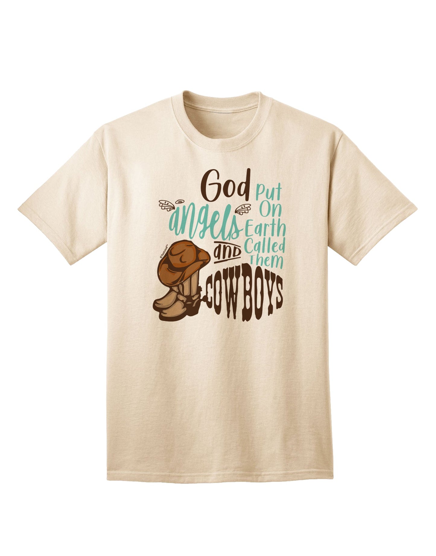 Stylish Adult T-Shirt: Embrace the Spirit of Cowboys with God's Angelic Touch-Mens T-shirts-TooLoud-Natural-Small-Davson Sales