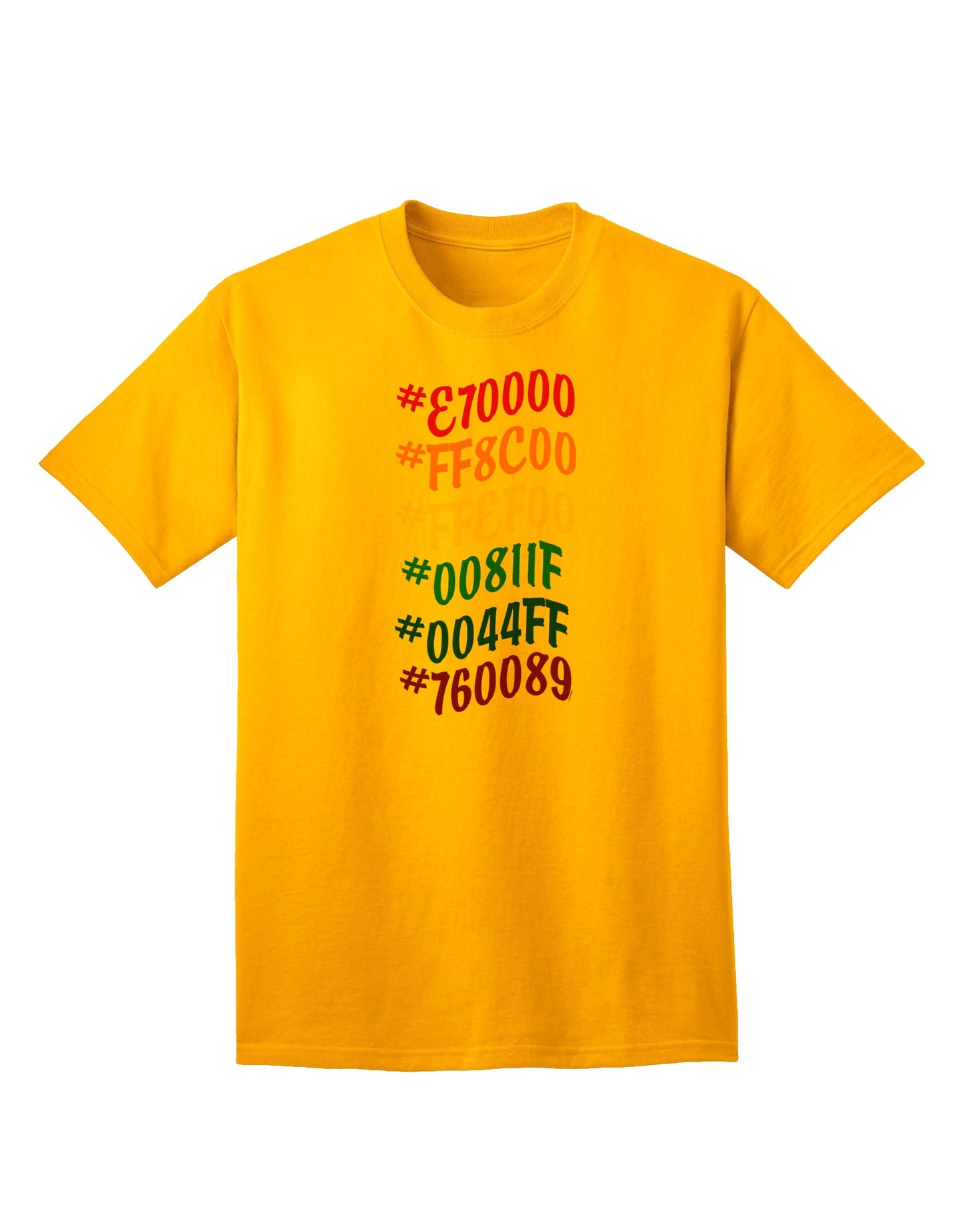 Stylish Adult T-Shirt Featuring the Pride Flag Hex Code-Mens T-shirts-TooLoud-Gold-Small-Davson Sales