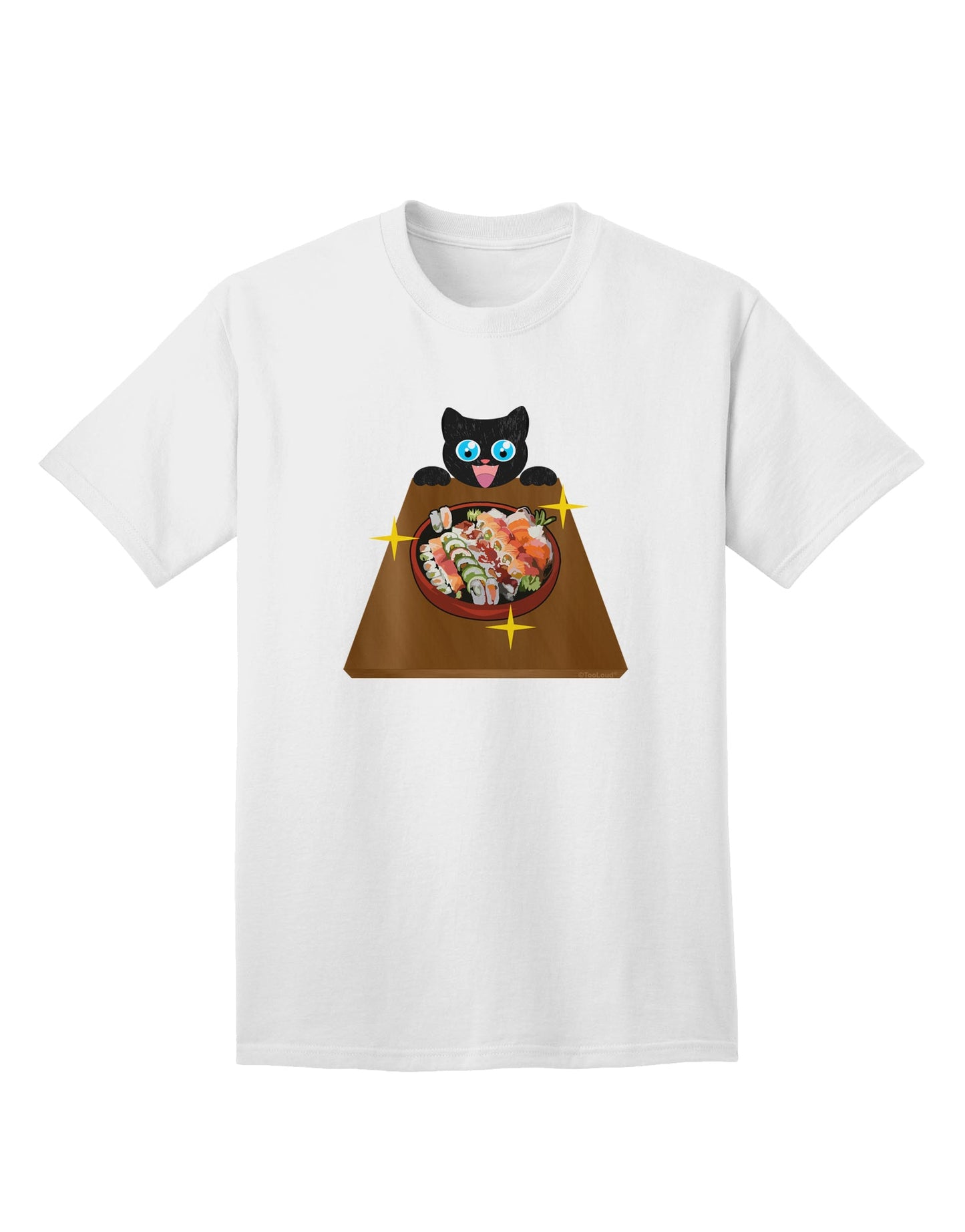 Stylish Anime Cat Sushi Lover Adult T-Shirt by TooLoud-Mens T-shirts-TooLoud-White-Small-Davson Sales