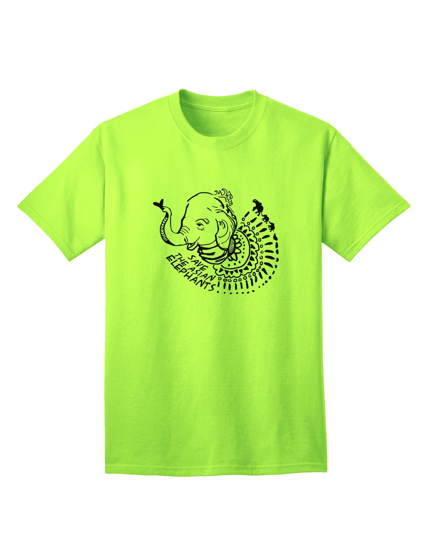 Stylish Conservation: TooLoud Asian Elephant Adult T-Shirt for a Noble Cause-Mens T-shirts-TooLoud-Neon-Green-Small-Davson Sales
