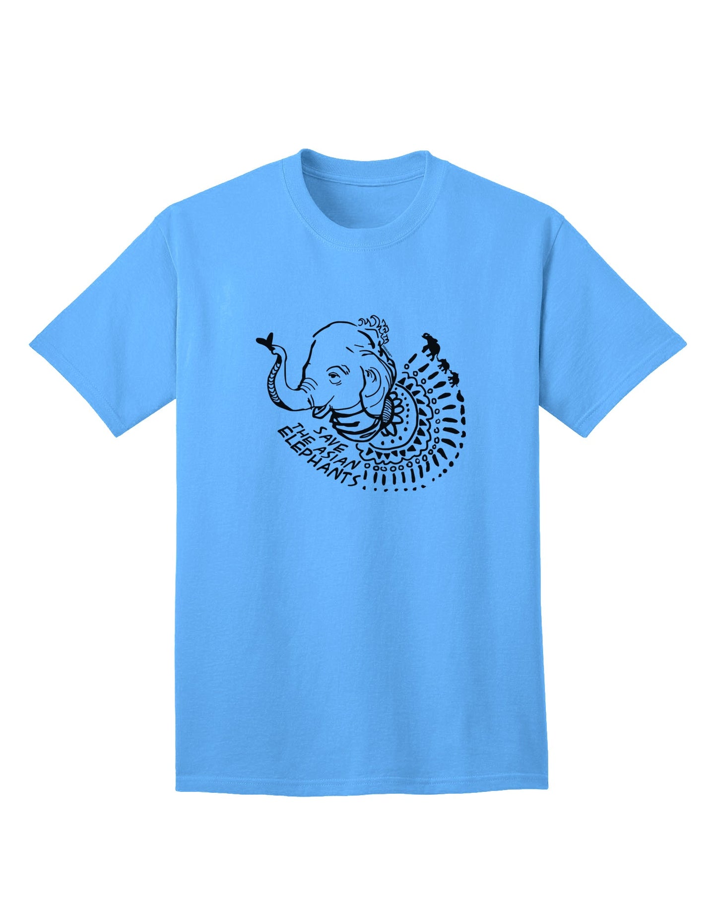 Stylish Conservation: TooLoud Asian Elephant Adult T-Shirt for a Noble Cause-Mens T-shirts-TooLoud-Aquatic-Blue-Small-Davson Sales
