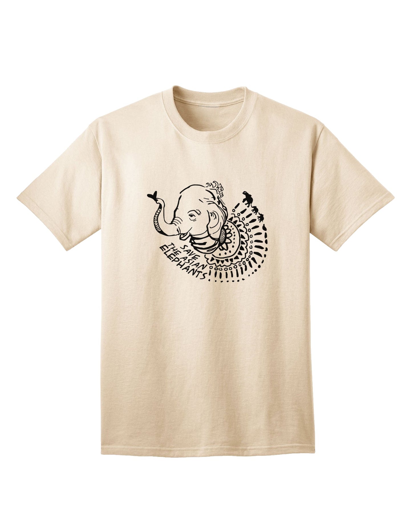 Stylish Conservation: TooLoud Asian Elephant Adult T-Shirt for a Noble Cause-Mens T-shirts-TooLoud-Natural-Small-Davson Sales