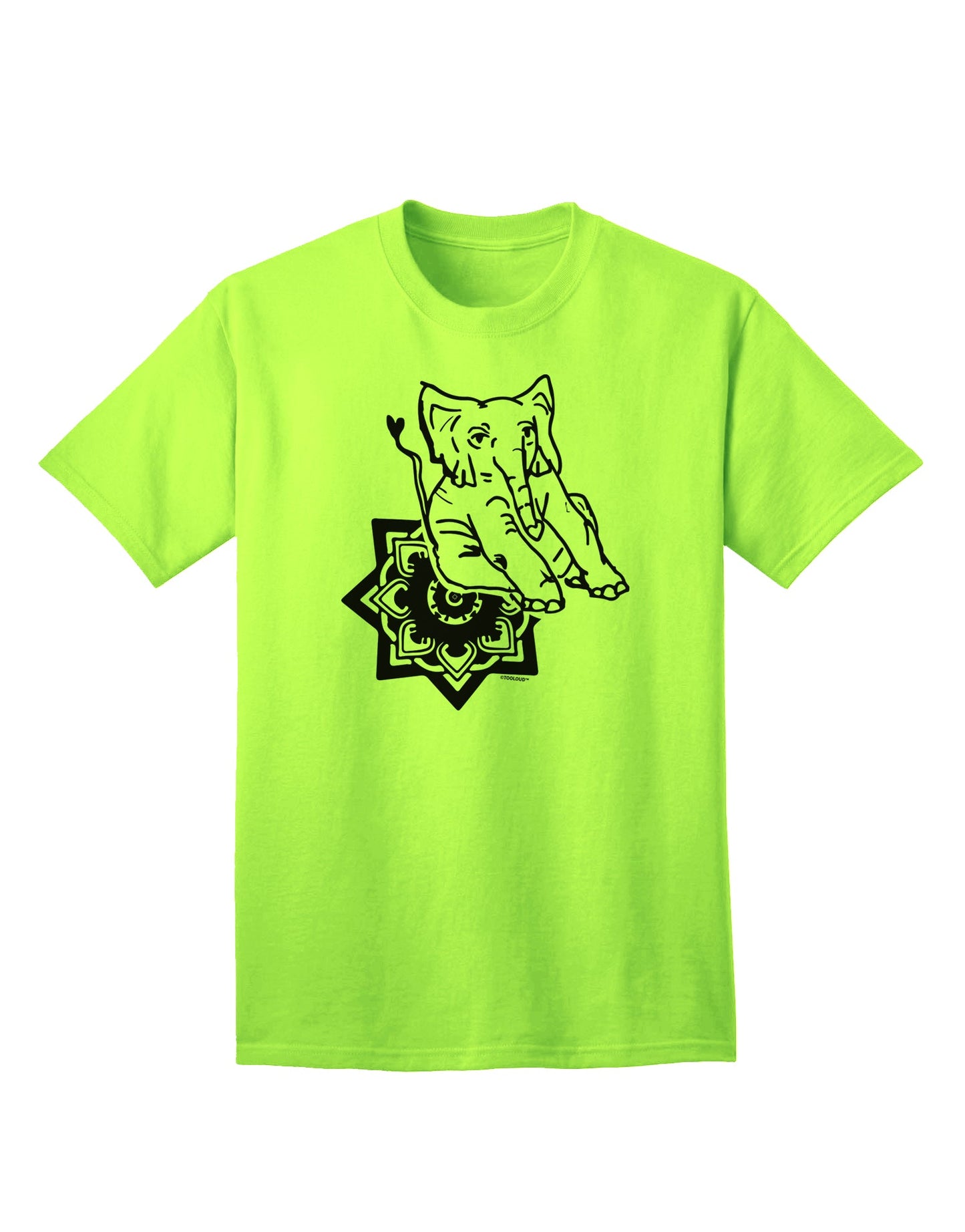 Stylish Mandala Baby Elephant Adult T-Shirt by TooLoud-Mens T-shirts-TooLoud-Neon-Green-Small-Davson Sales