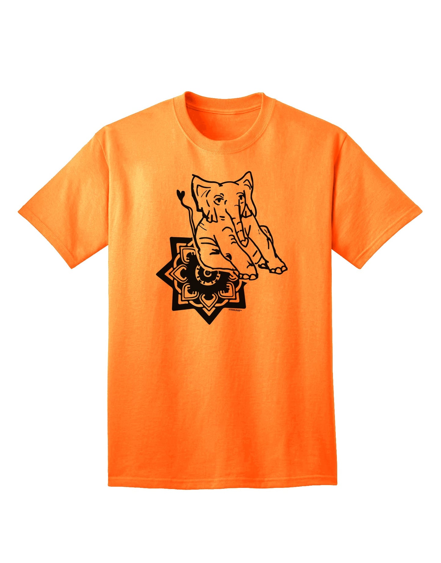 Stylish Mandala Baby Elephant Adult T-Shirt by TooLoud-Mens T-shirts-TooLoud-Neon-Orange-Small-Davson Sales
