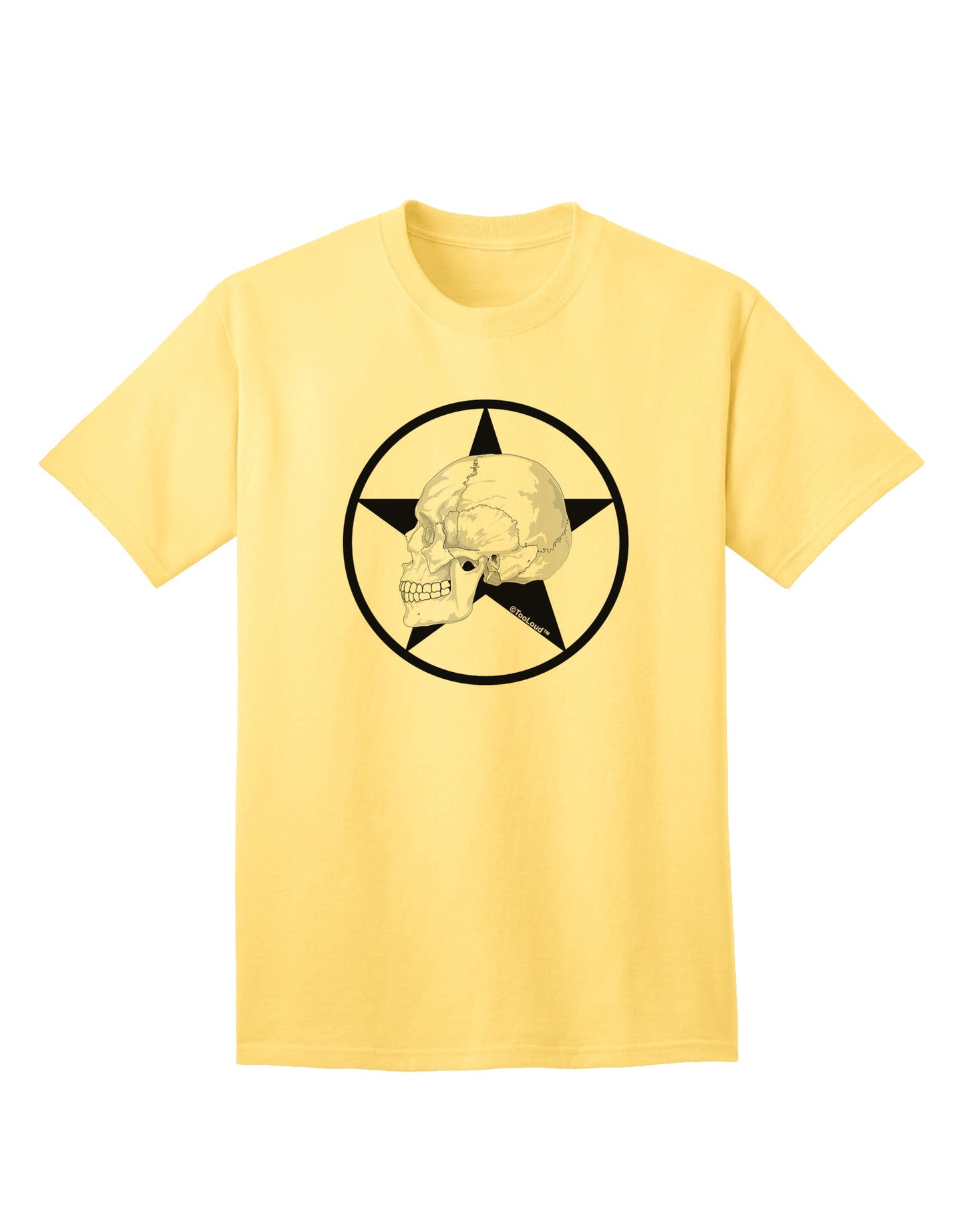 Stylish White Skull With Star Adult T-Shirt Offered by TooLoud-Mens T-shirts-TooLoud-Yellow-Small-Davson Sales