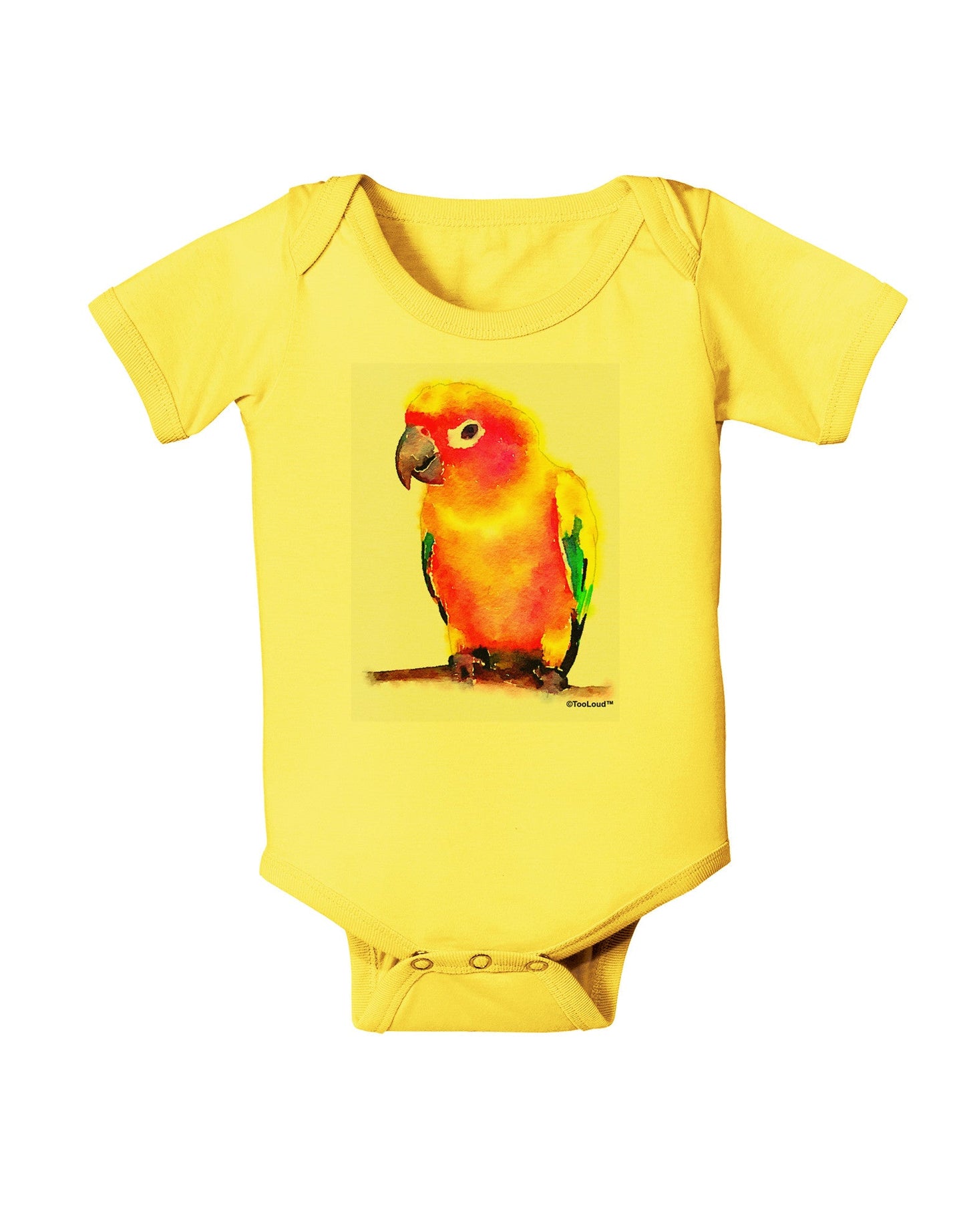 Sun Conure Parrot Watercolor Baby Romper Bodysuit-Baby Romper-TooLoud-Yellow-06-Months-Davson Sales