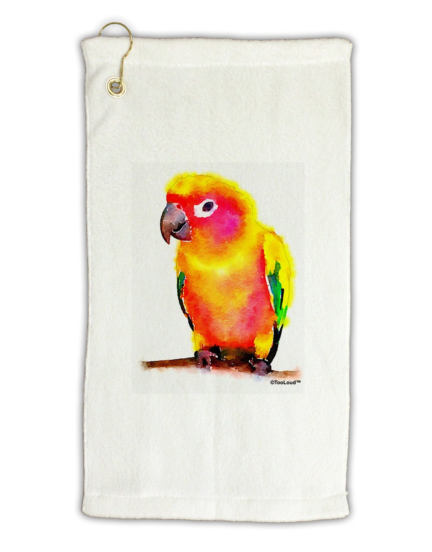 Sun Conure Parrot Watercolor Micro Terry Gromet Golf Towel 11"x19-Golf Towel-TooLoud-White-Davson Sales