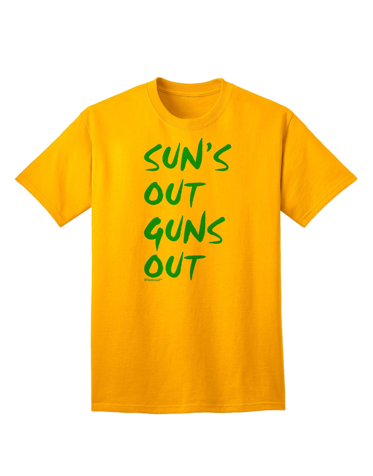 Suns Out Guns Out - Blue Adult T-Shirt-Mens T-Shirt-TooLoud-Gold-Small-Davson Sales