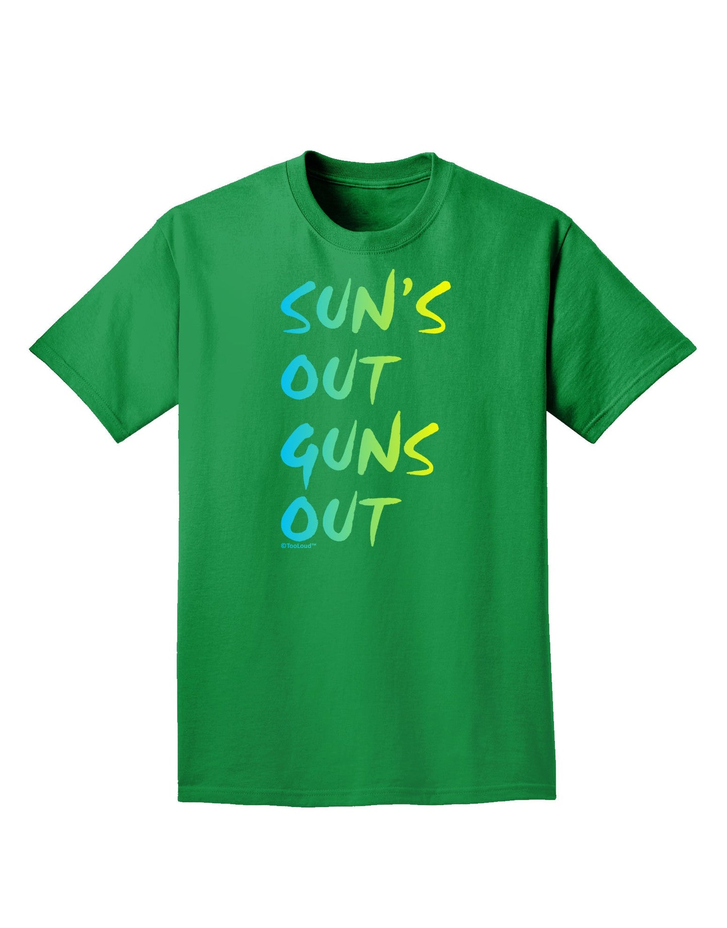 Suns Out Guns Out - Gradient Colors Adult Dark T-Shirt-Mens T-Shirt-TooLoud-Kelly-Green-Small-Davson Sales