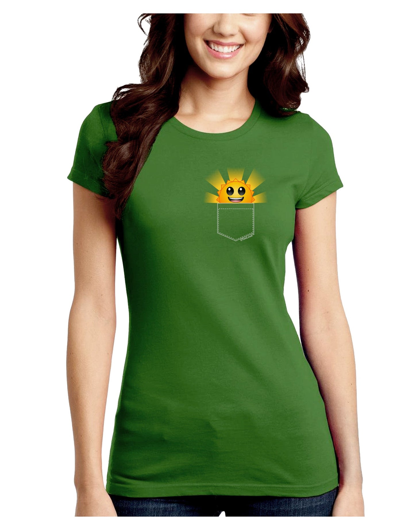 Sunshine In My Pocket Juniors Petite Crew Dark T-Shirt-T-Shirts Juniors Tops-TooLoud-Kiwi-Green-Juniors Fitted Small-Davson Sales