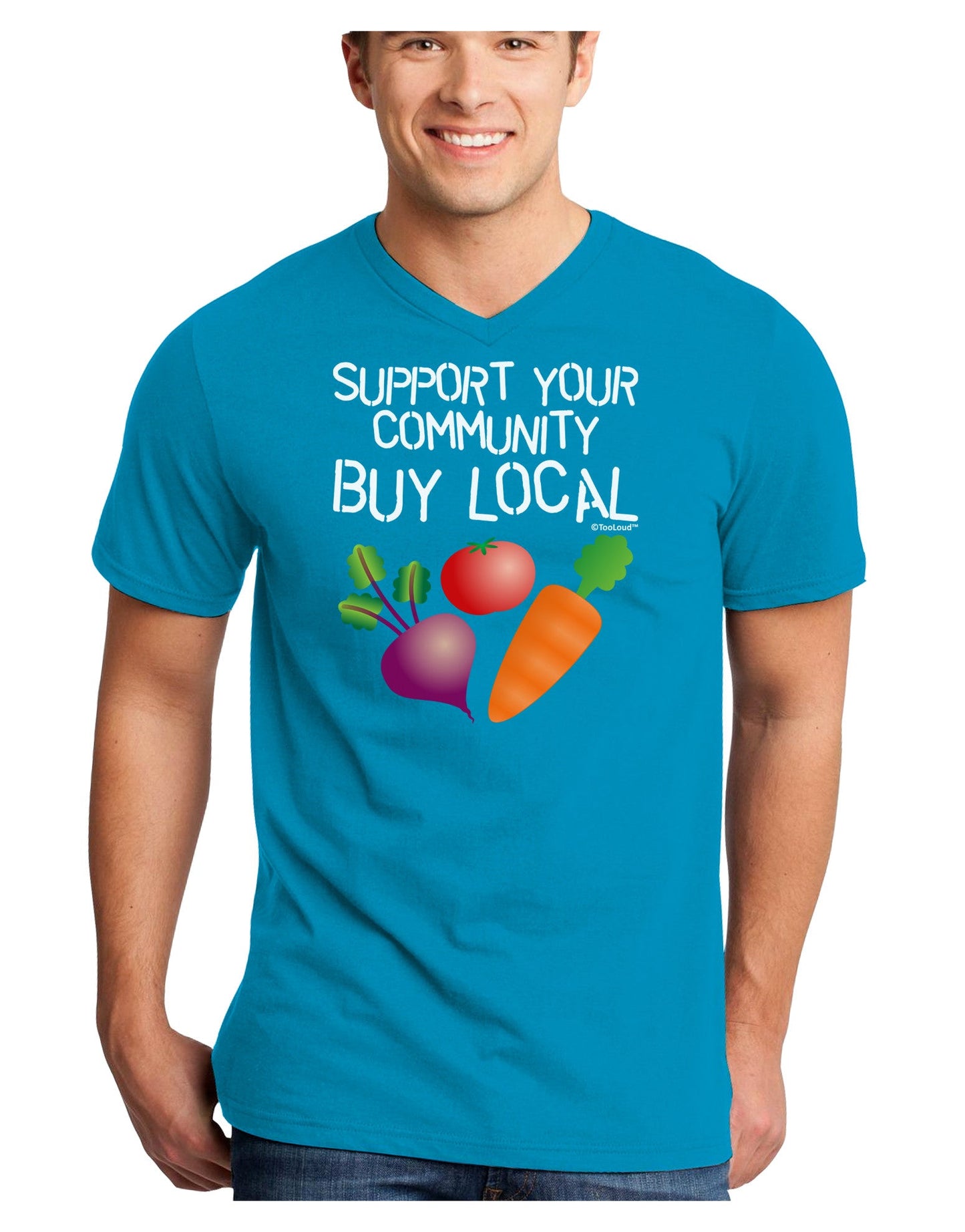 Support Your Community - Buy Local Adult Dark V-Neck T-Shirt-TooLoud-Turquoise-Small-Davson Sales
