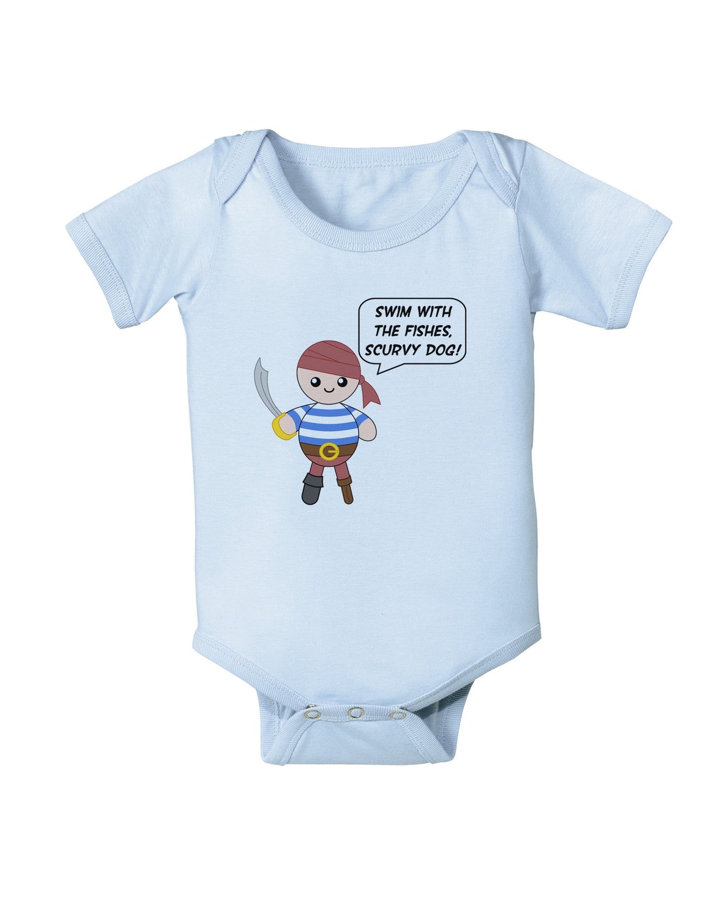 Swim With the Fishes- Petey the Pirate Baby Romper Bodysuit-Baby Romper-TooLoud-Light-Blue-06-Months-Davson Sales
