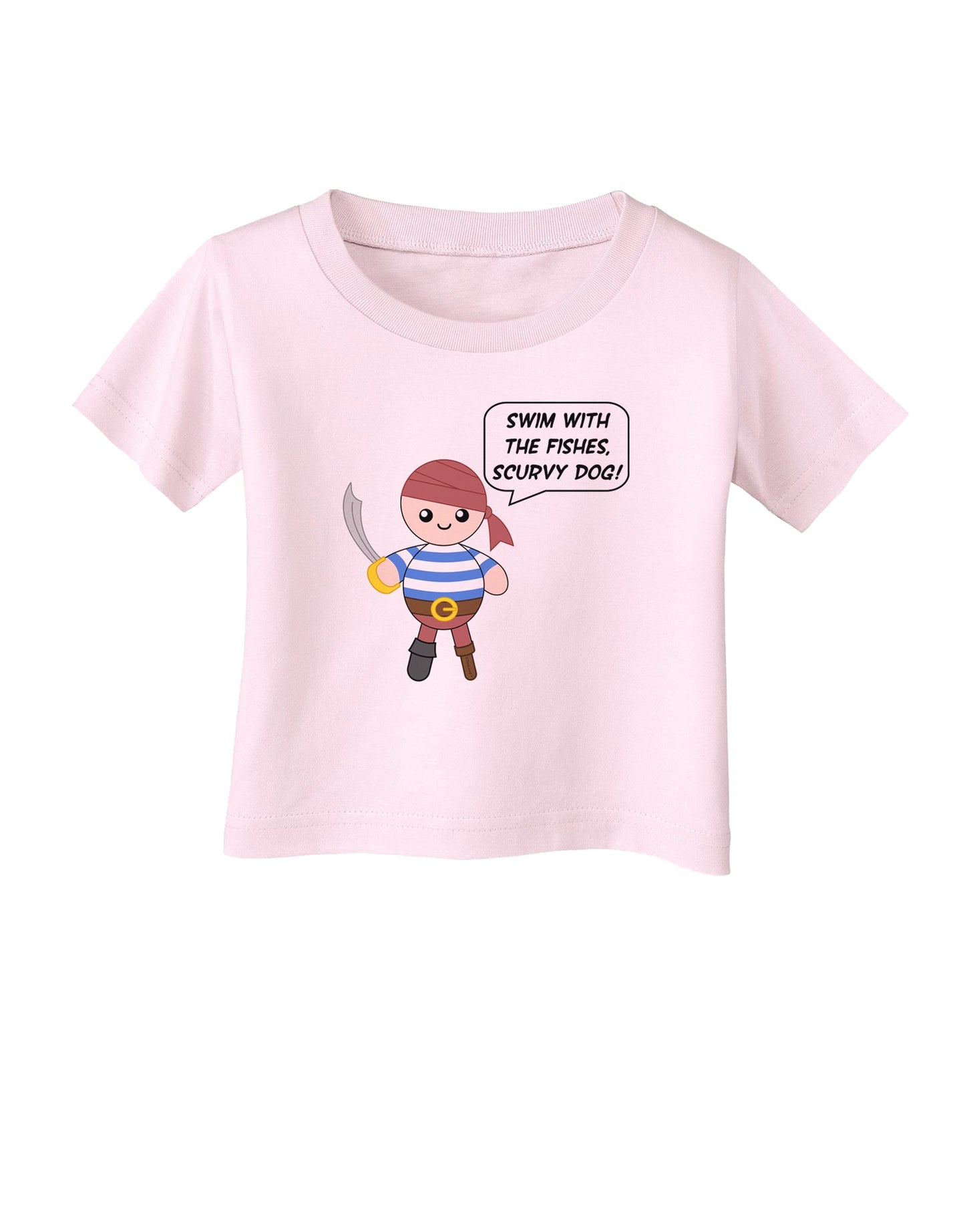 Swim With the Fishes- Petey the Pirate Infant T-Shirt-Infant T-Shirt-TooLoud-Light-Pink-06-Months-Davson Sales