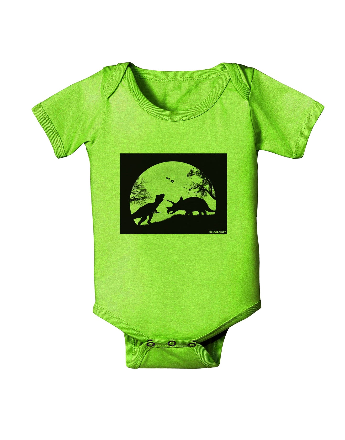 T-Rex and Triceratops Silhouettes Design Baby Romper Bodysuit by TooLoud-Baby Romper-TooLoud-Lime-Green-06-Months-Davson Sales