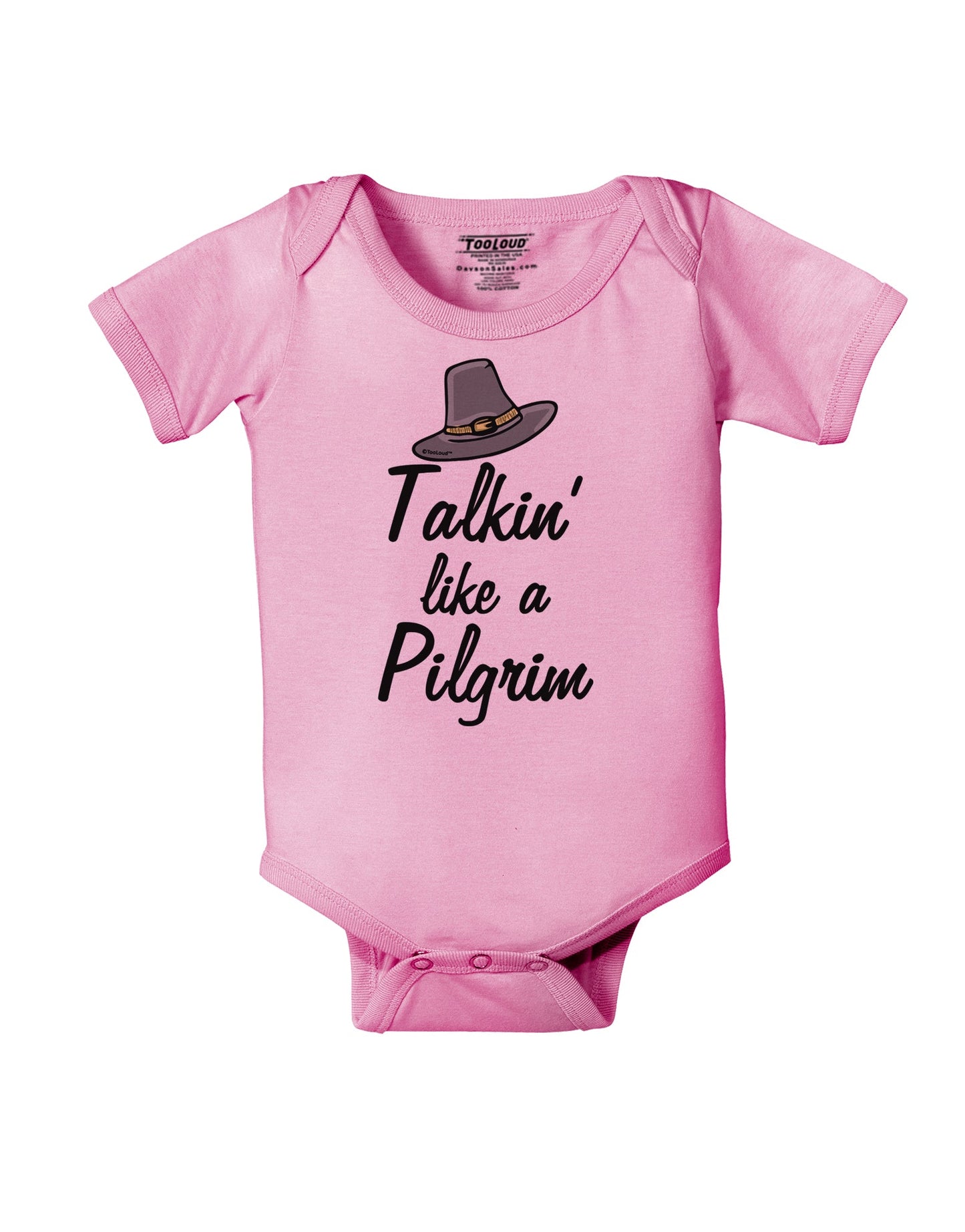 Talkin Like a Pilgrim Baby Romper Bodysuit-Baby Romper-TooLoud-Pink-06-Months-Davson Sales