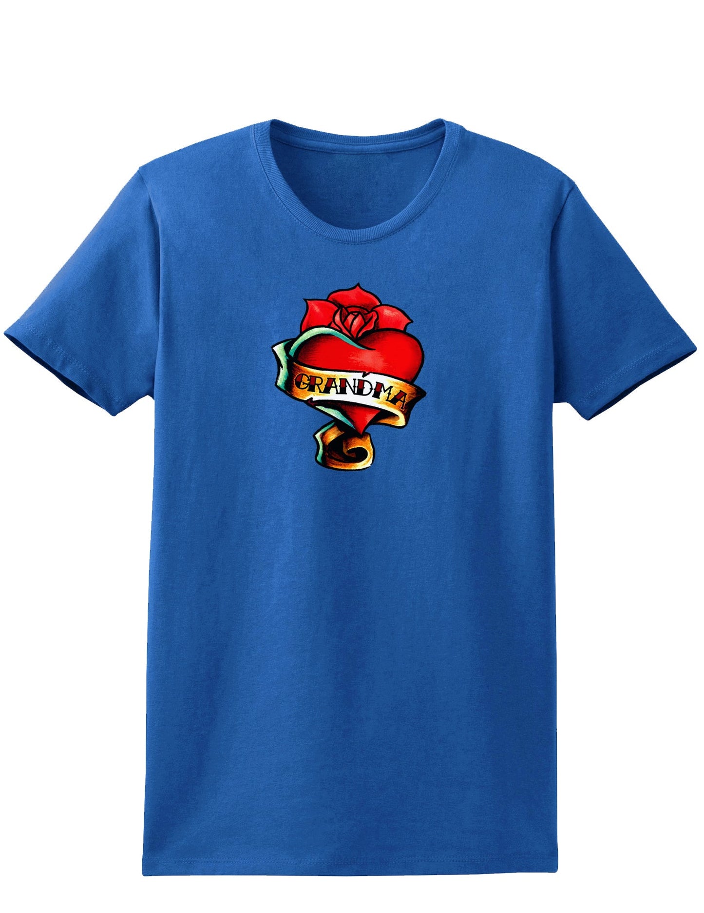 Tattoo Heart Grandma Womens Dark T-Shirt-TooLoud-Royal-Blue-X-Small-Davson Sales