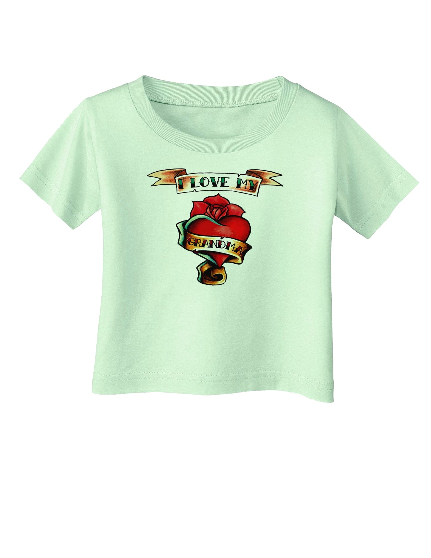 Tattoo Heart I Love My Grandma Infant T-Shirt-Infant T-Shirt-TooLoud-Light-Green-06-Months-Davson Sales