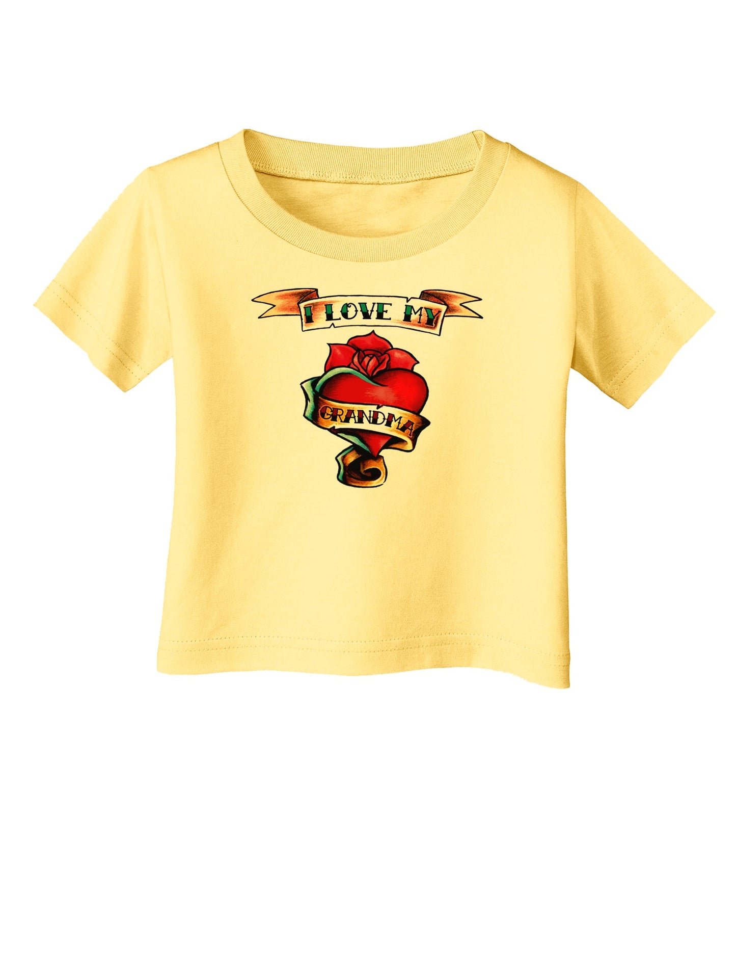 Tattoo Heart I Love My Grandma Infant T-Shirt-Infant T-Shirt-TooLoud-Daffodil-Yellow-06-Months-Davson Sales