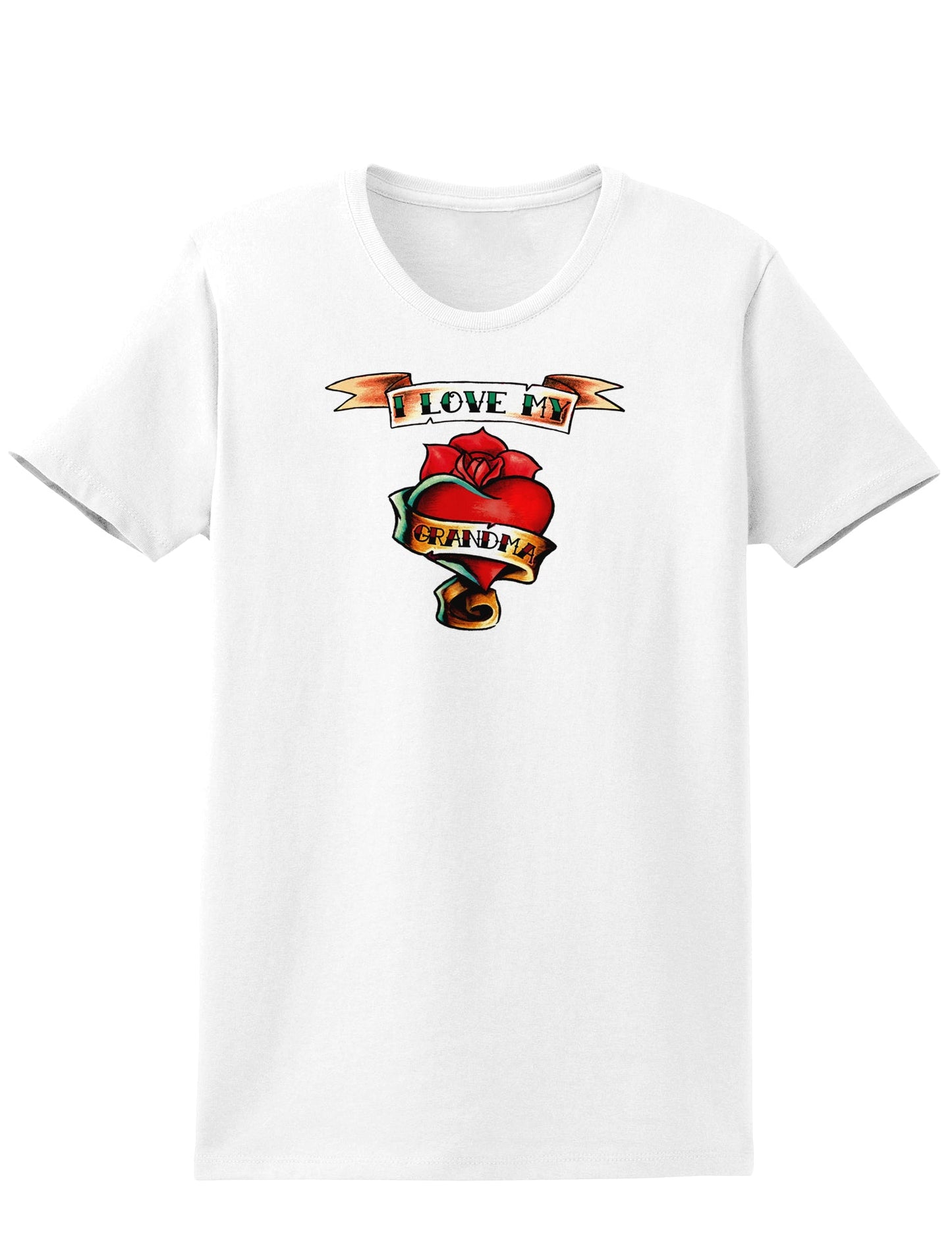 Tattoo Heart I Love My Grandma Womens T-Shirt-Womens T-Shirt-TooLoud-White-X-Small-Davson Sales