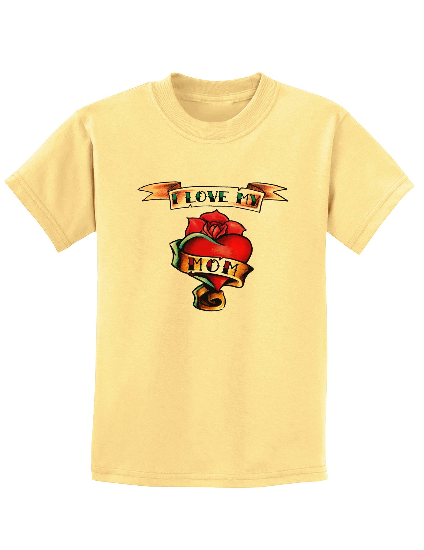 Tattoo Heart I Love My Mom Childrens T-Shirt-Childrens T-Shirt-TooLoud-Daffodil-Yellow-X-Small-Davson Sales