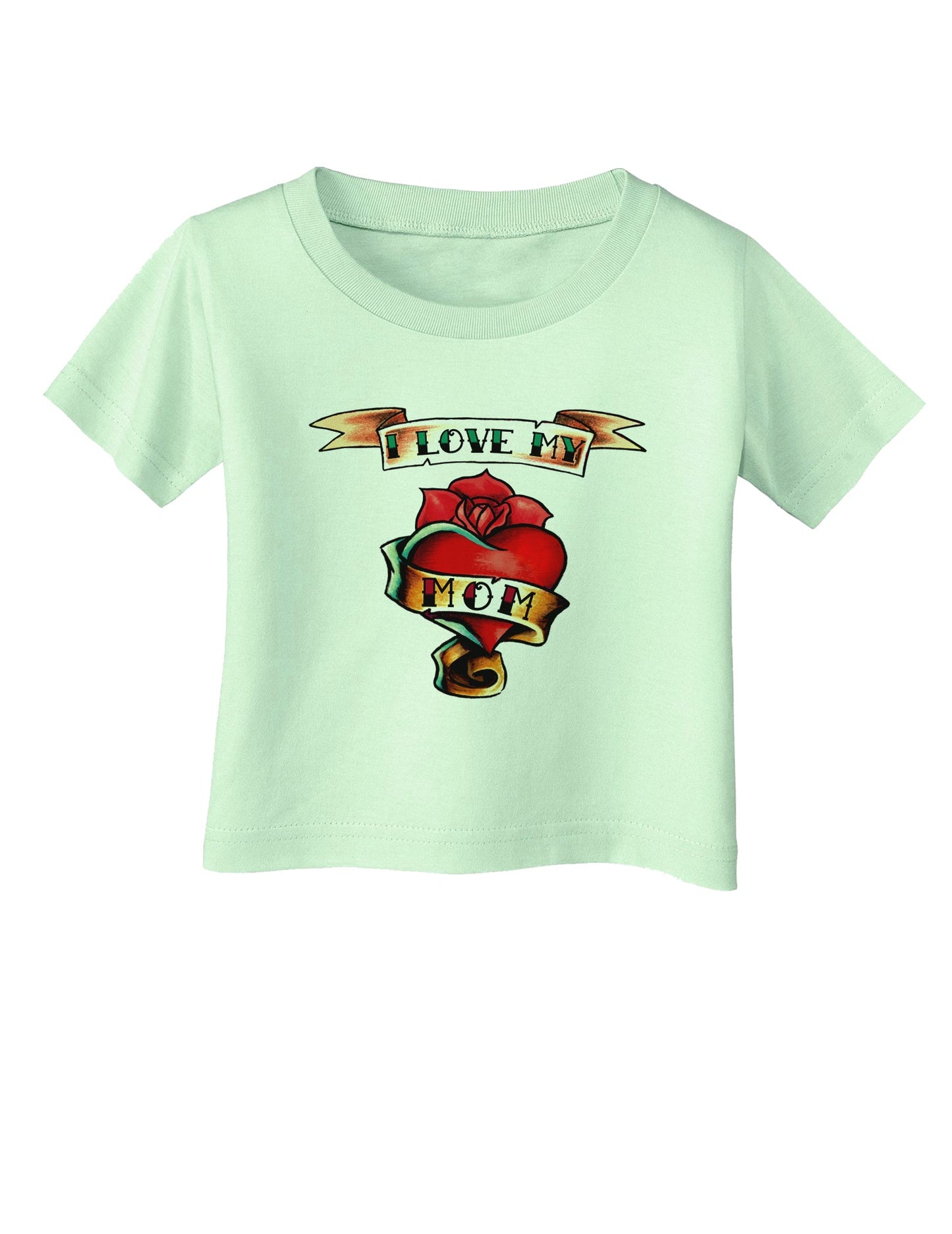Tattoo Heart I Love My Mom Infant T-Shirt-Infant T-Shirt-TooLoud-Light-Green-06-Months-Davson Sales