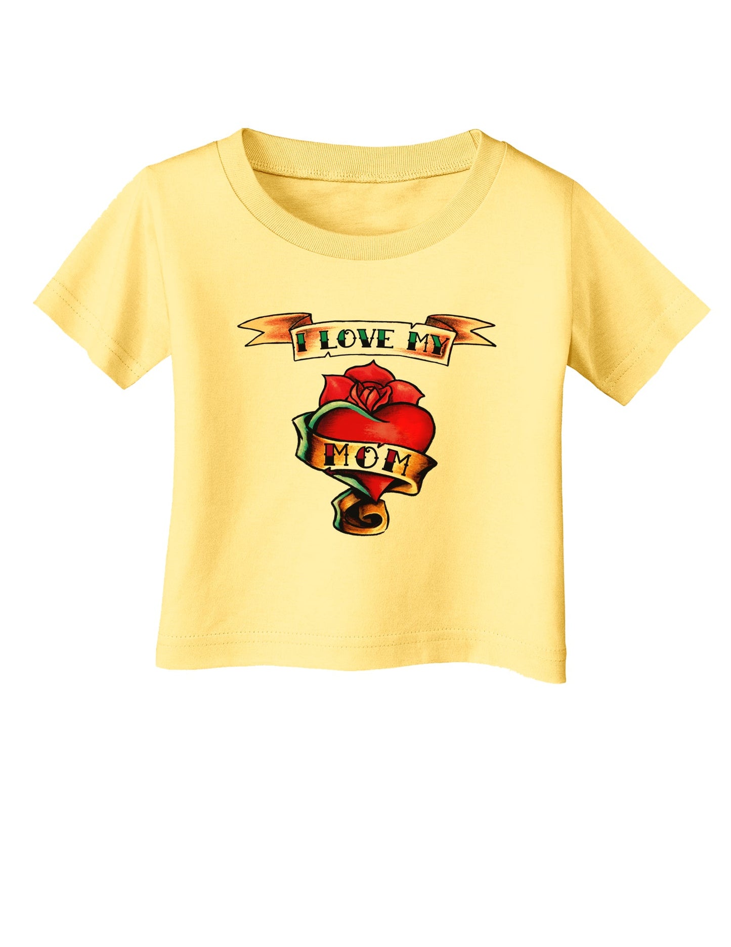 Tattoo Heart I Love My Mom Infant T-Shirt-Infant T-Shirt-TooLoud-Daffodil-Yellow-06-Months-Davson Sales
