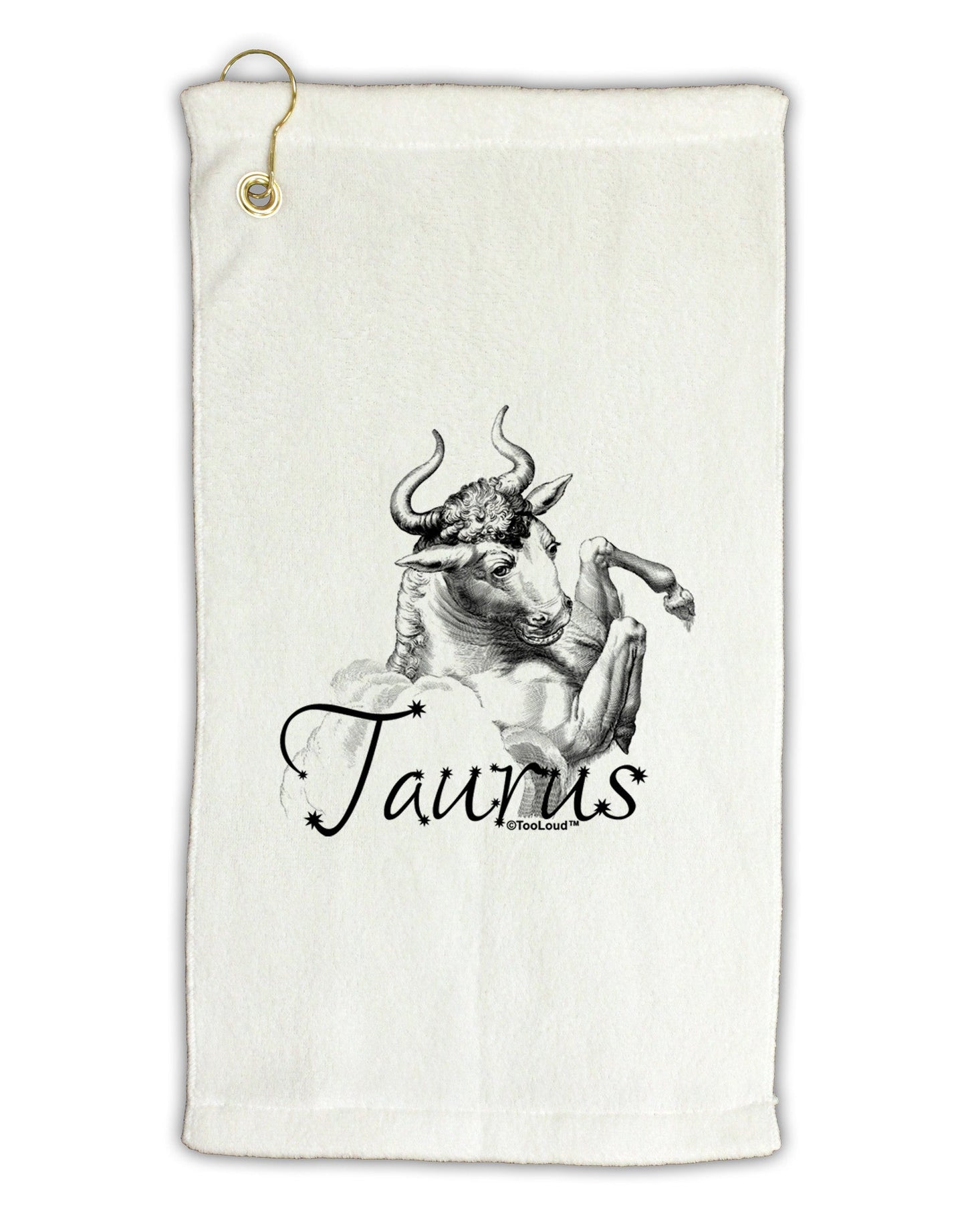 Taurus Illustration Micro Terry Gromet Golf Towel 11"x19-Golf Towel-TooLoud-White-Davson Sales