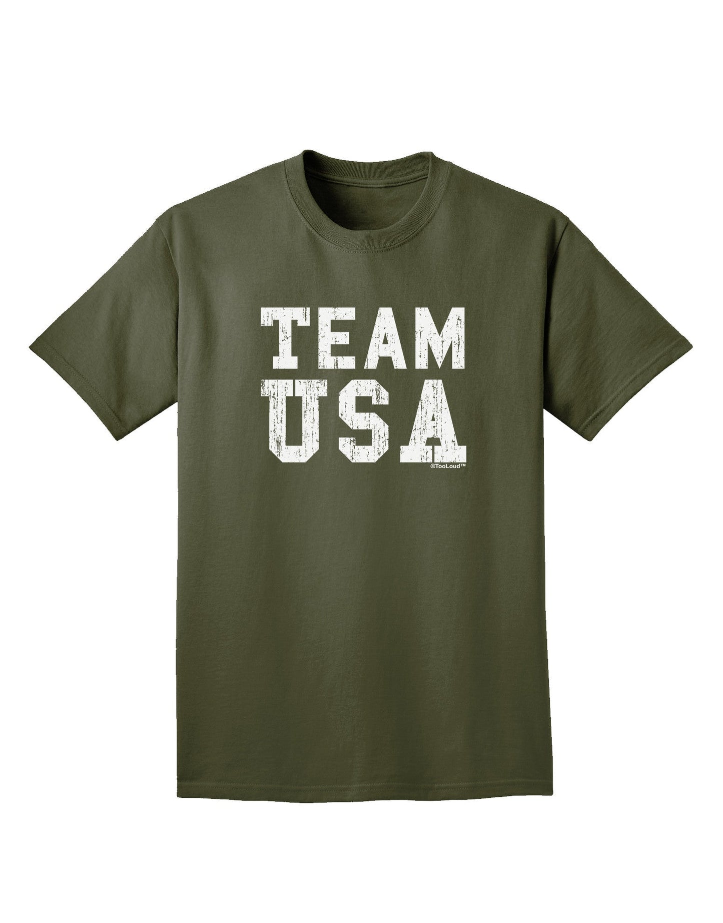 Team USA Distressed Text Adult Dark T-Shirt-Mens T-Shirt-TooLoud-Military-Green-Small-Davson Sales