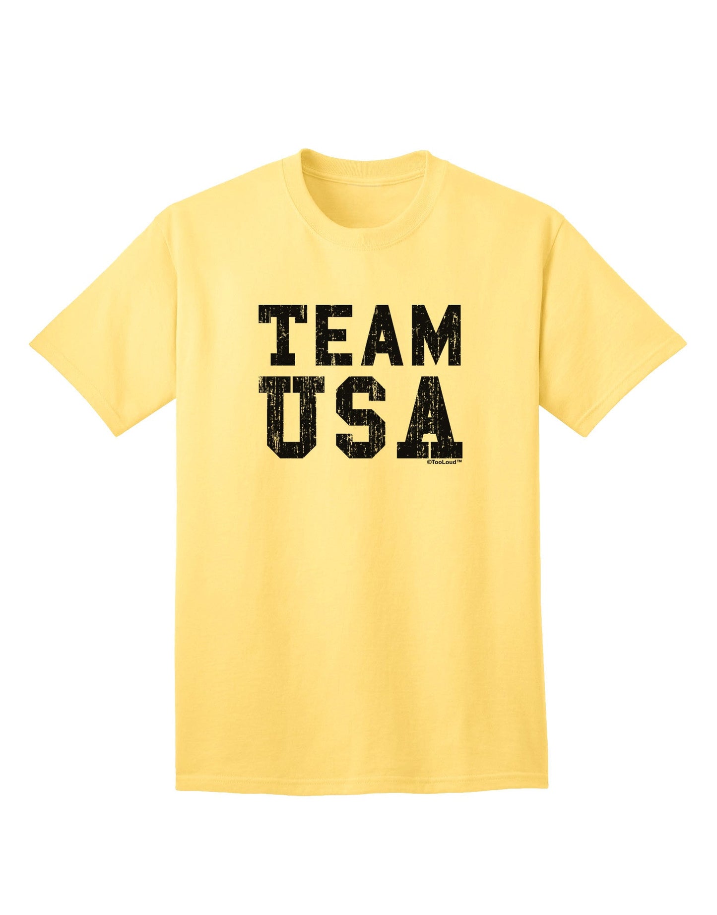 Team USA Distressed Text Adult T-Shirt-unisex t-shirt-TooLoud-Yellow-Small-Davson Sales