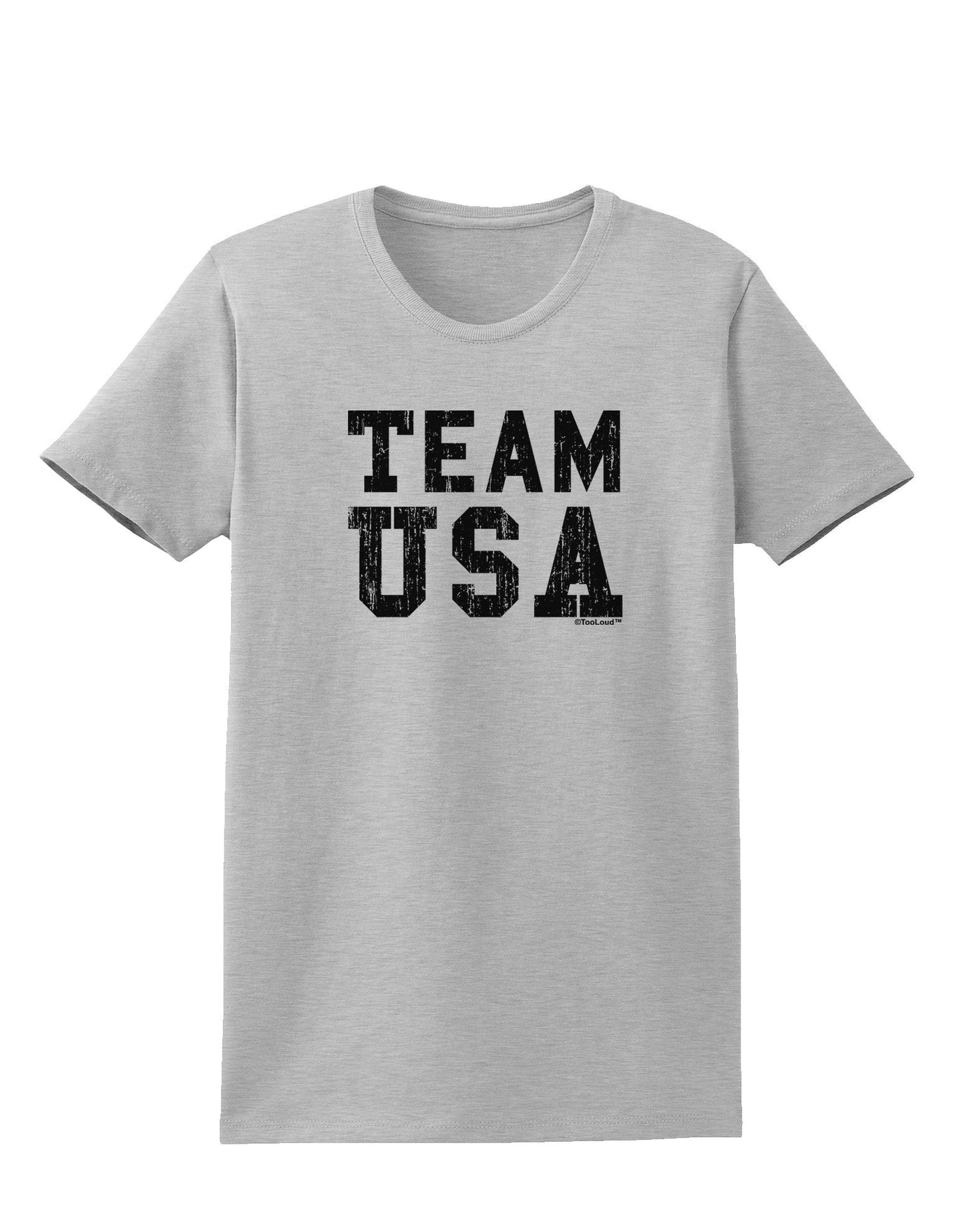 Team USA Distressed Text Womens T-Shirt-Womens T-Shirt-TooLoud-AshGray-X-Small-Davson Sales