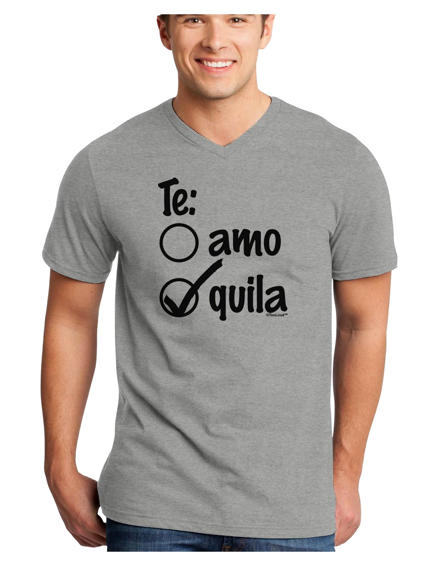 Tequila Checkmark Design Adult V-Neck T-shirt by TooLoud-Mens V-Neck T-Shirt-TooLoud-HeatherGray-Small-Davson Sales