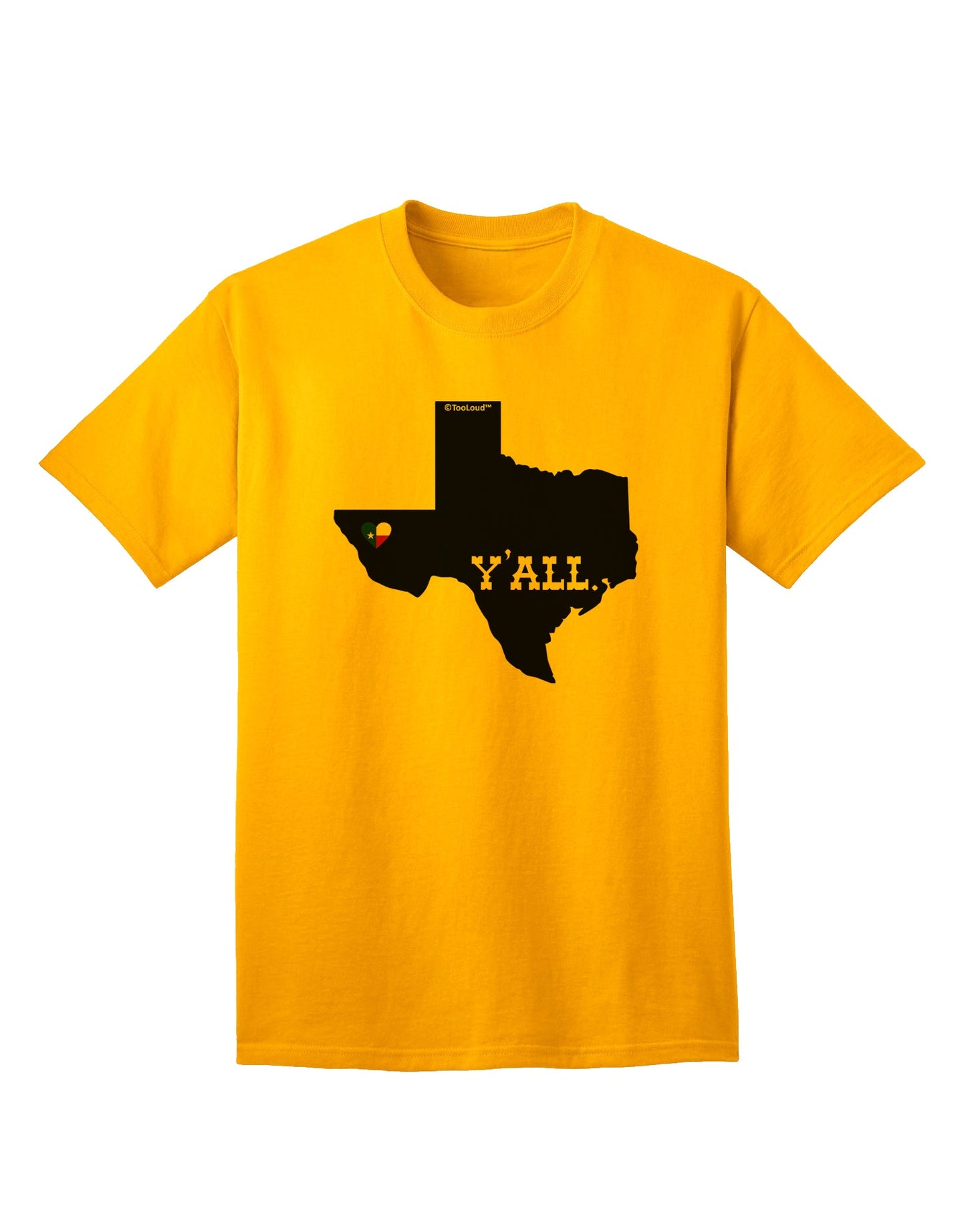 Texas State Y'all Design with Flag Heart Adult T-Shirt - A Captivating Addition to Your Wardrobe by TooLoud-Mens T-shirts-TooLoud-Gold-Small-Davson Sales