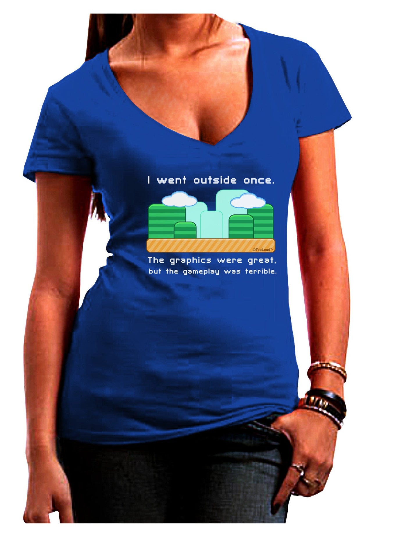The Gameplay Was Terrible Womens V-Neck Dark T-Shirt-Womens V-Neck T-Shirts-TooLoud-Royal-Blue-Juniors Fitted Small-Davson Sales