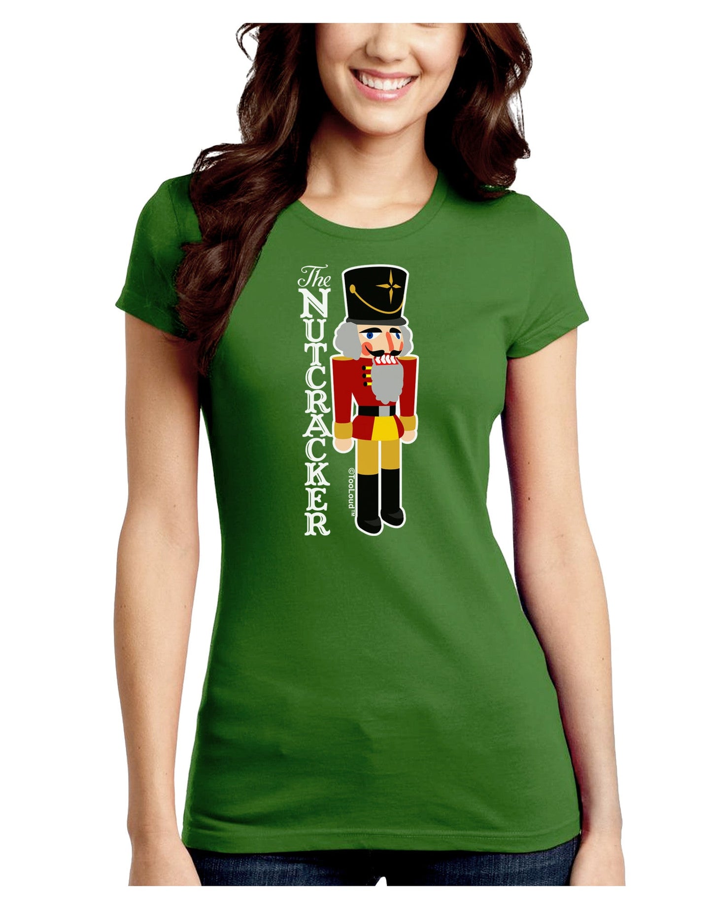 The Nutcracker with Text Juniors Petite Crew Dark T-Shirt-T-Shirts Juniors Tops-TooLoud-Kiwi-Green-Juniors Fitted Small-Davson Sales