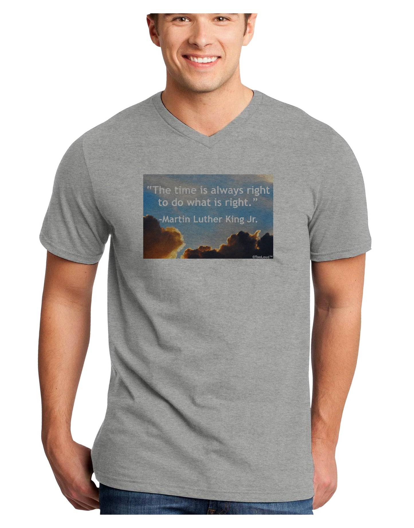 The Time Is Always Right Adult V-Neck T-shirt-Mens V-Neck T-Shirt-TooLoud-HeatherGray-Small-Davson Sales
