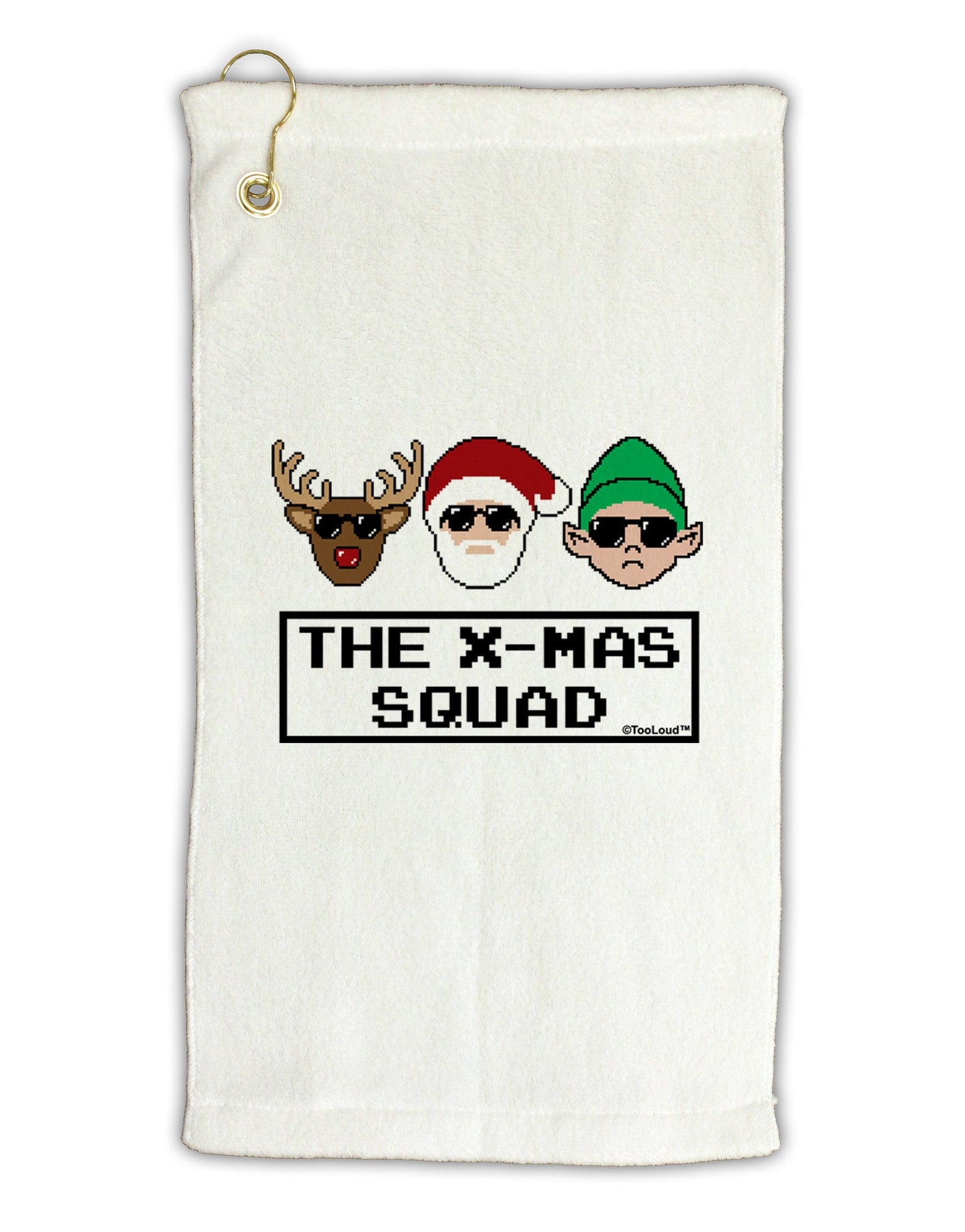 The X-mas Squad Text Micro Terry Gromet Golf Towel 11"x19-Golf Towel-TooLoud-White-Davson Sales