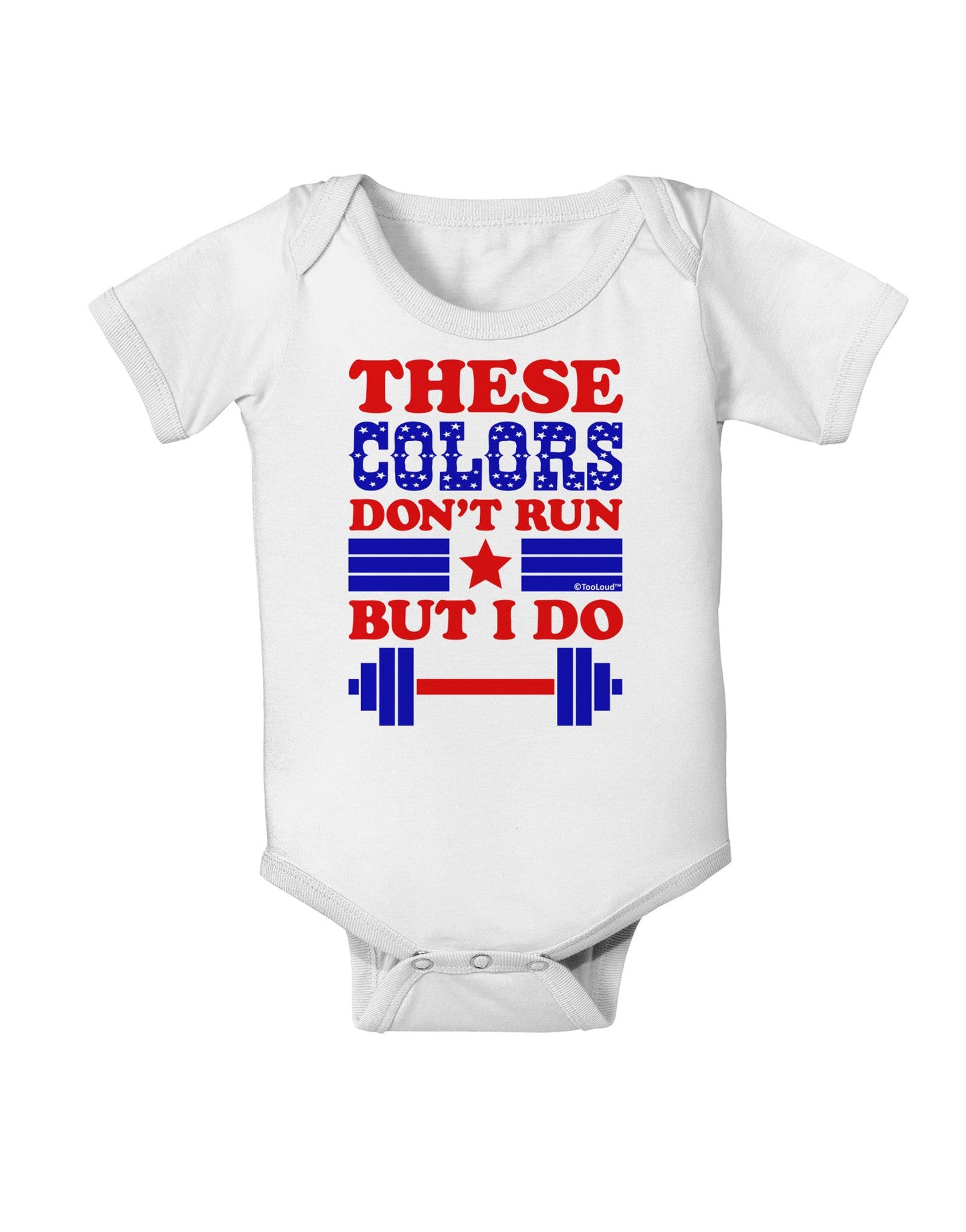 These Colors Don't Run But I Do - Patriotic Workout Baby Romper Bodysuit-Baby Romper-TooLoud-White-06-Months-Davson Sales