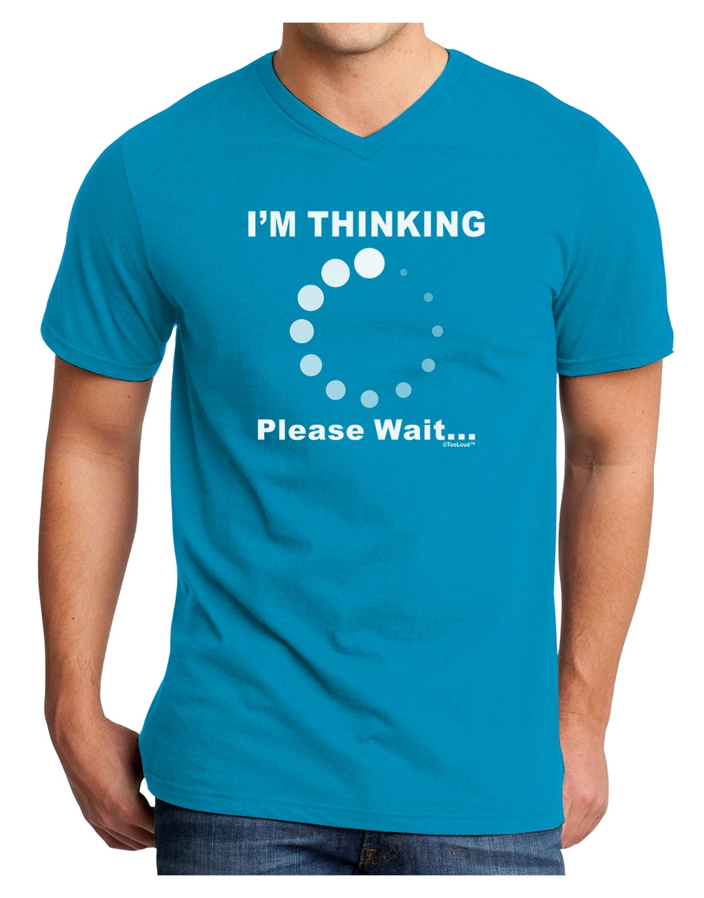 Thinking Please Wait Adult Dark V-Neck T-Shirt-Mens V-Neck T-Shirt-TooLoud-Turquoise-Small-Davson Sales