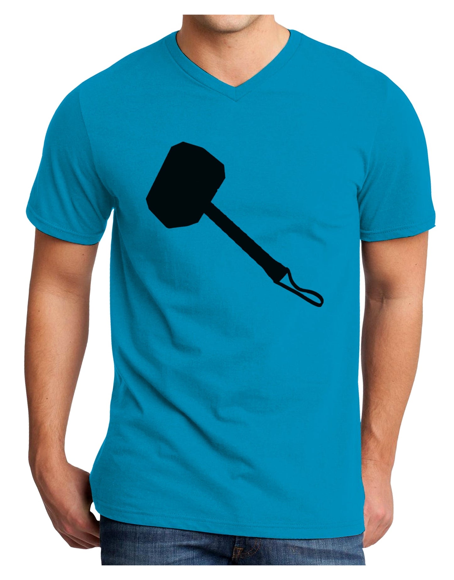 Thors Hammer Nordic Runes Lucky Odin Mjolnir Valhalla Adult V-Neck T-shirt by TooLoud-TooLoud-Turquoise-Small-Davson Sales